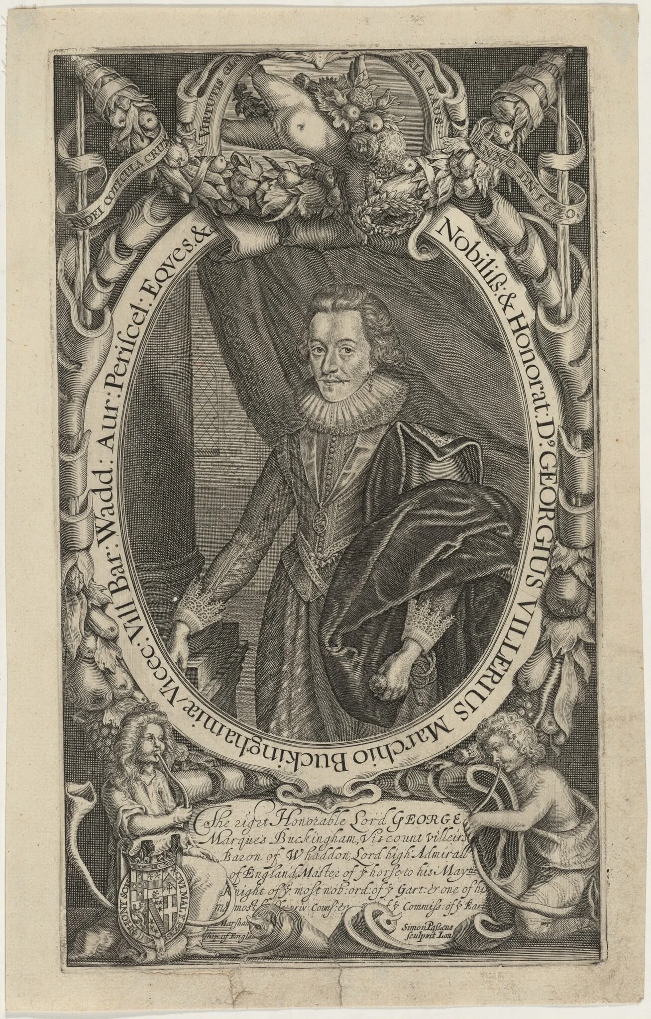George Villiers, First Duke of Buckingham, by Simon van de Passe, ink, 1621