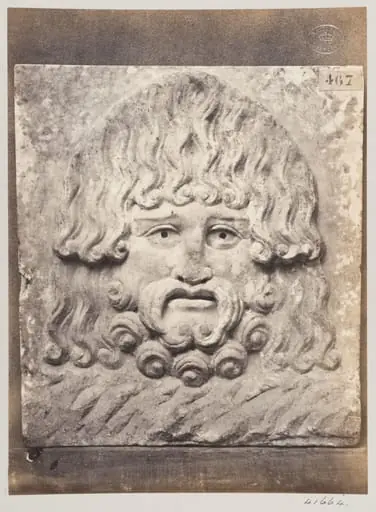 Bas-relief masque of Jupiter Pluvius in marble