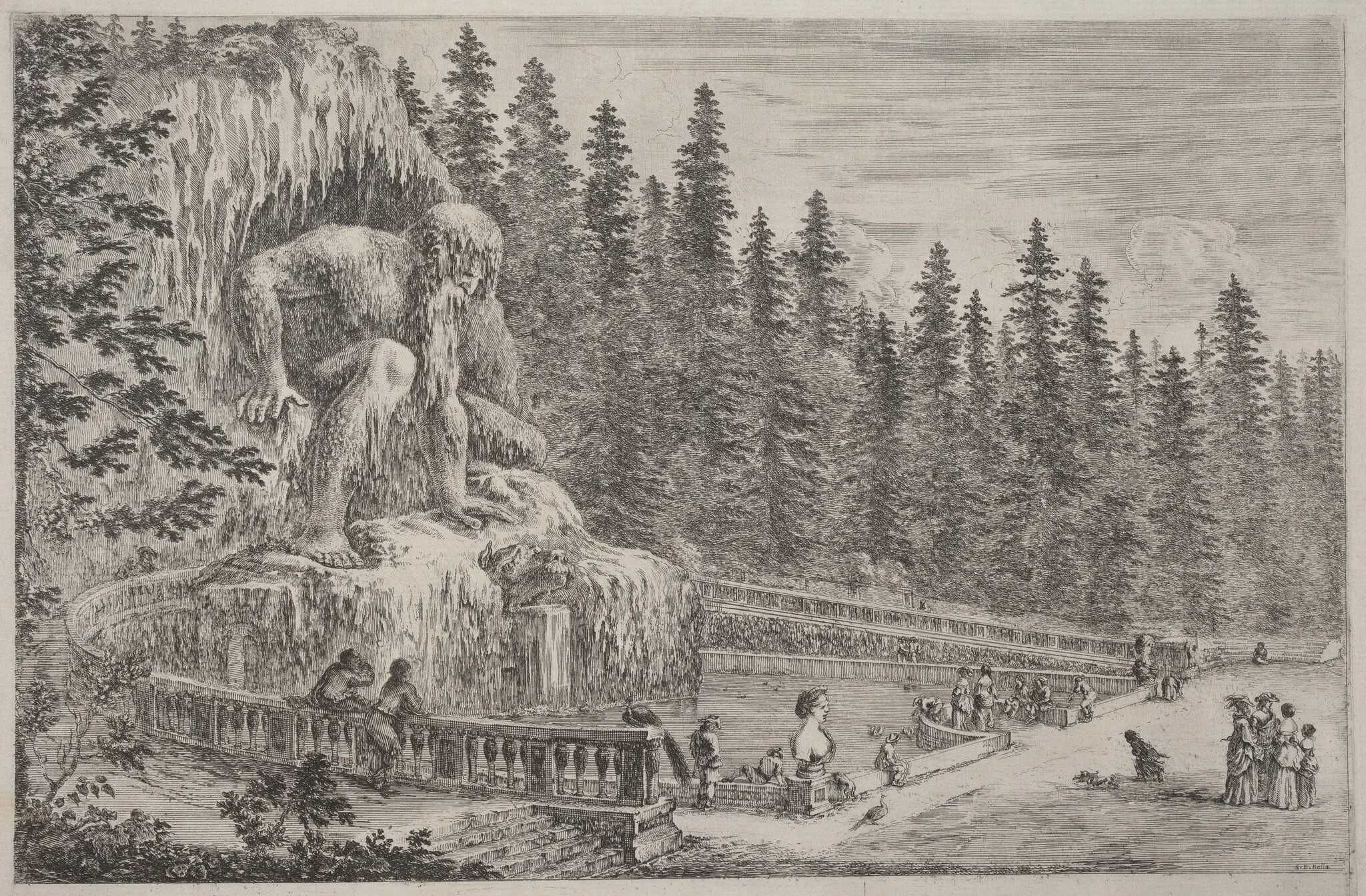 Colossal Statue of the Apennines, by Stefano Della Bella, ink, 1653