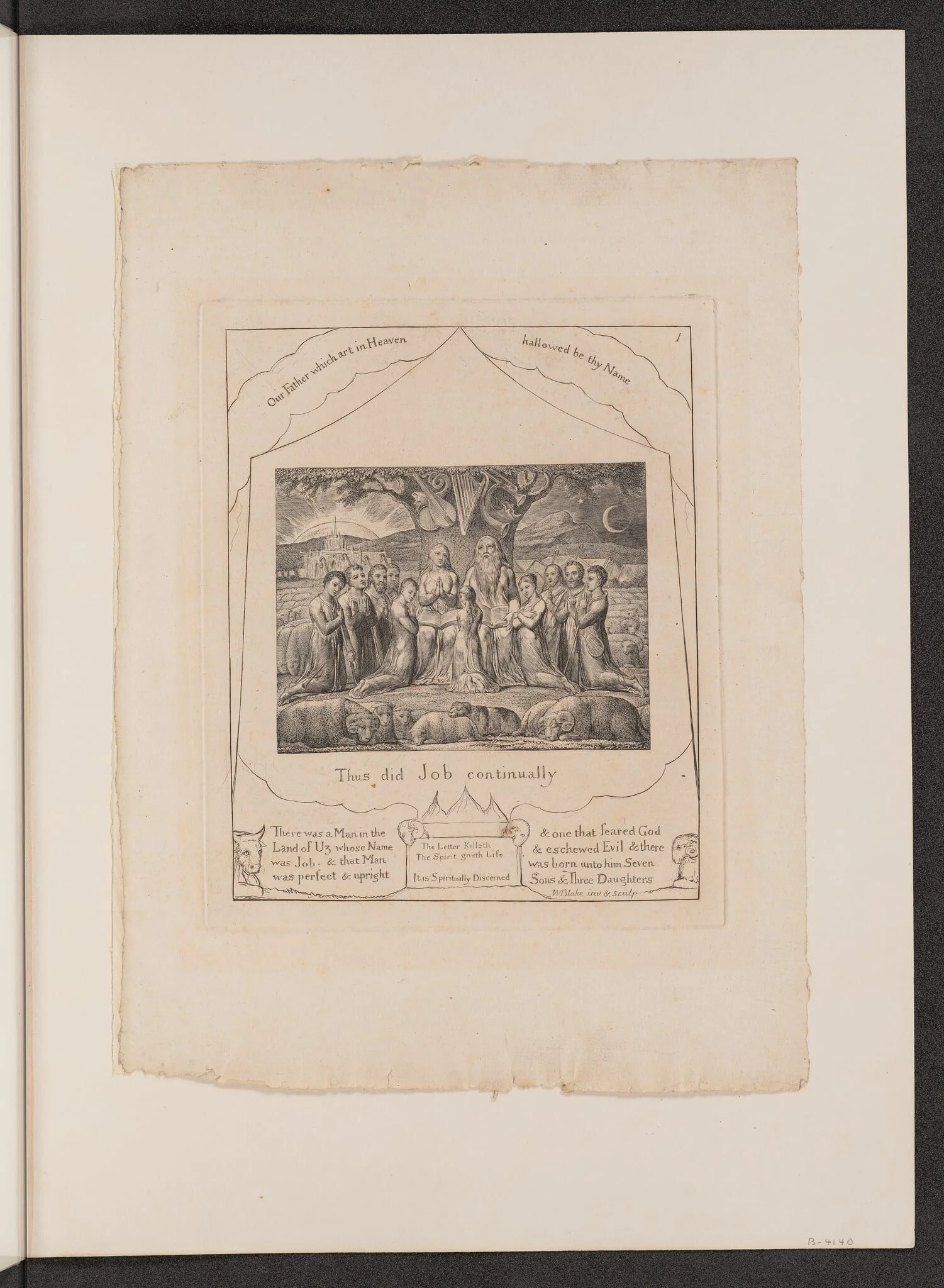 Job and His Family, by William Blake, ink, 1825