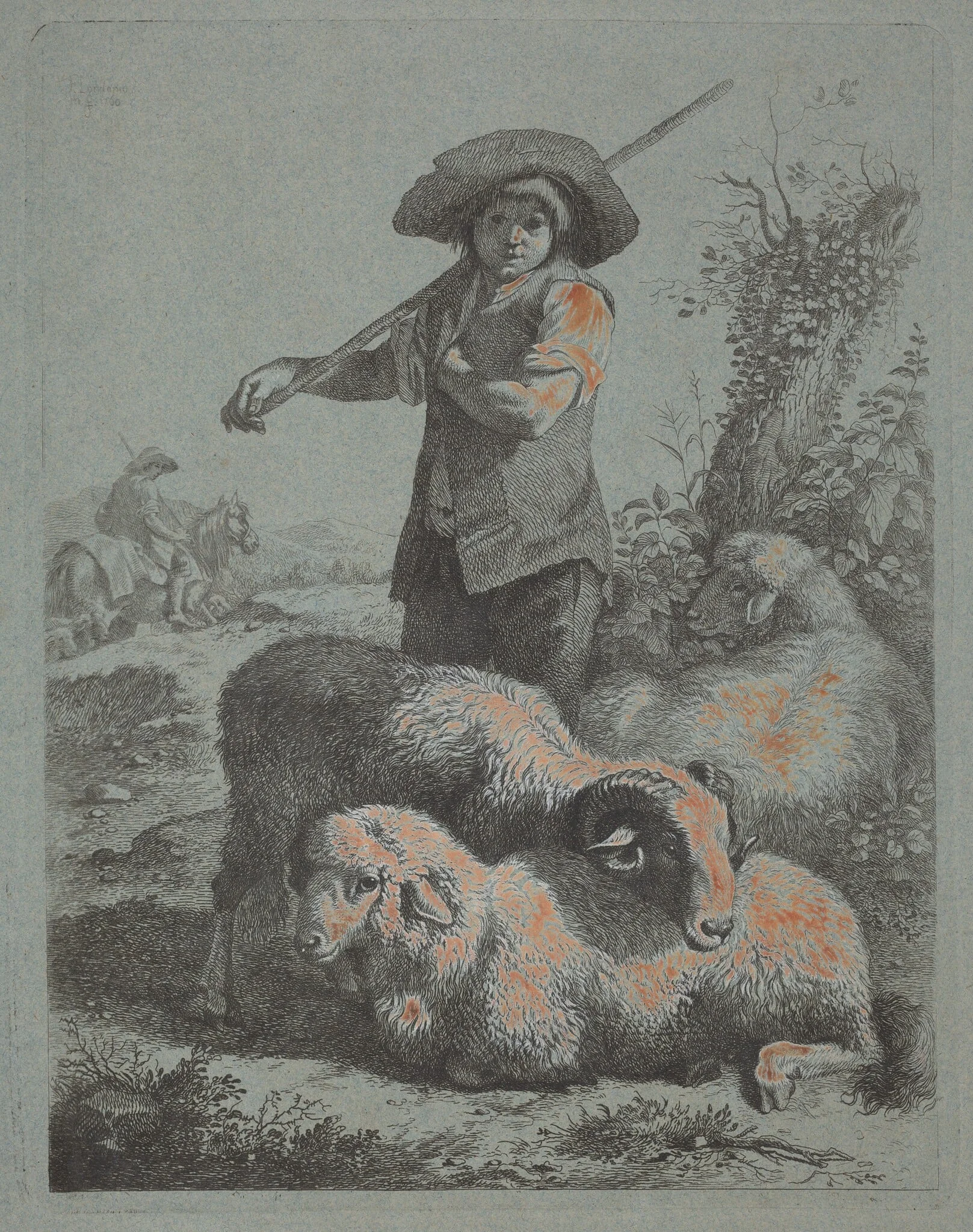Standing Shepherd, by Francesco Londonio, gouache, 1760