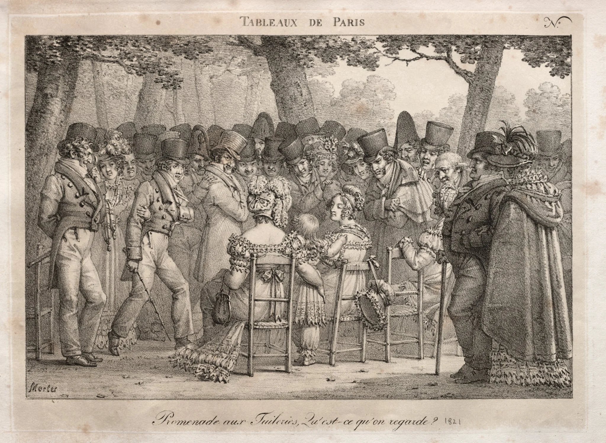 Promenade in the Tuileries.  What are they looking at?, by Jean Henri Marlet, 1824