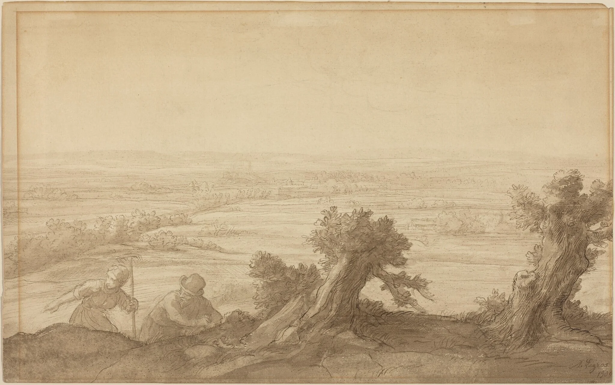 View over Flat Country, by Alphonse Legros, ink, 1906