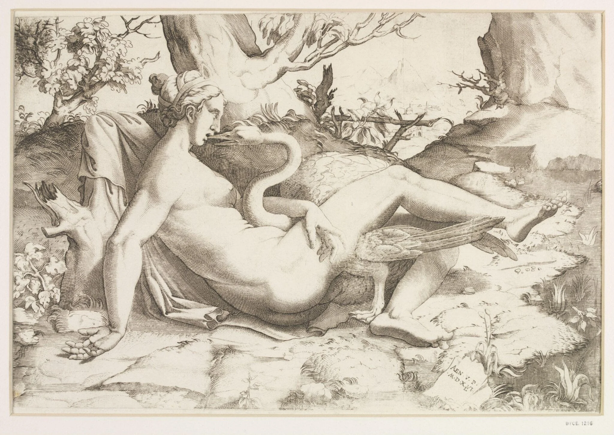 Leda and the Swan, by Enea Vico, 1540