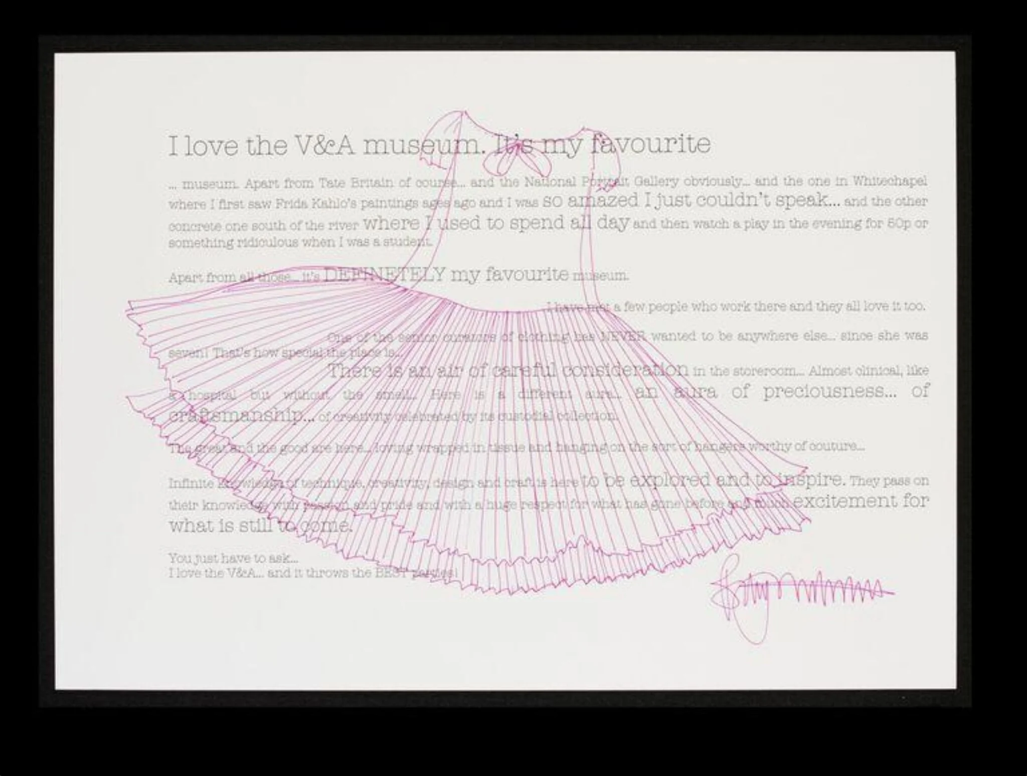 Contribution to V&A's 150th anniversary album, by Betty Jackson, 2007