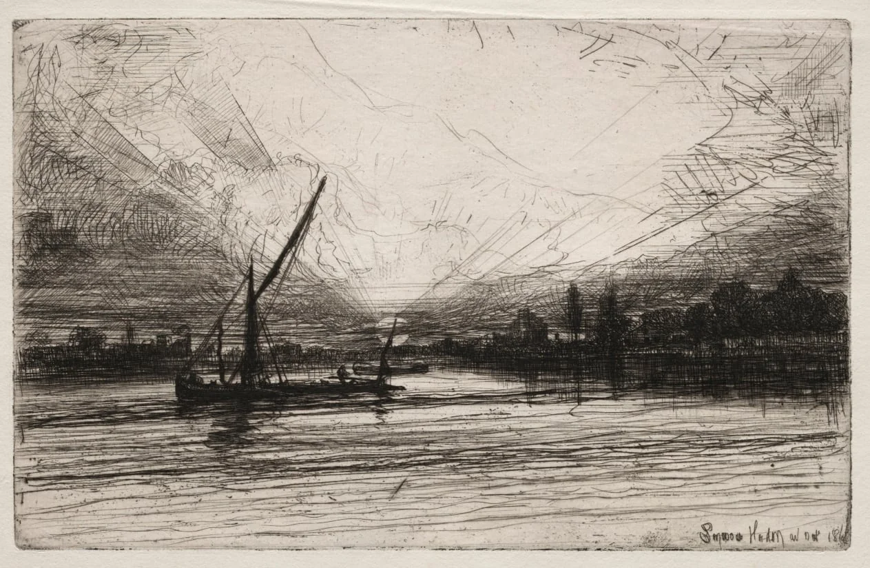 Sunset on the Thames, by Francis Seymour Haden, 1862