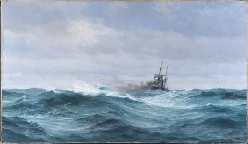 Et skib i storm på Atlanterhavet