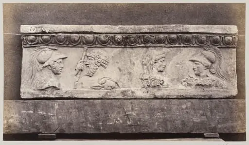 Bas-relief portion of frieze with Jupiter, Mars, Juno and Minerva in terra cotta