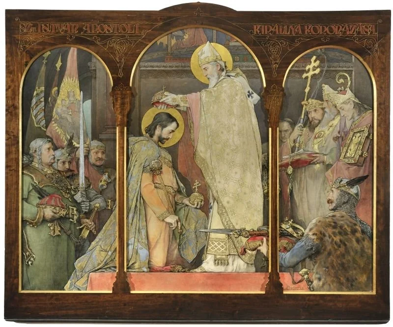 The Coronation of Saint Stephen, by Ignác Roskovics, oil, 1900