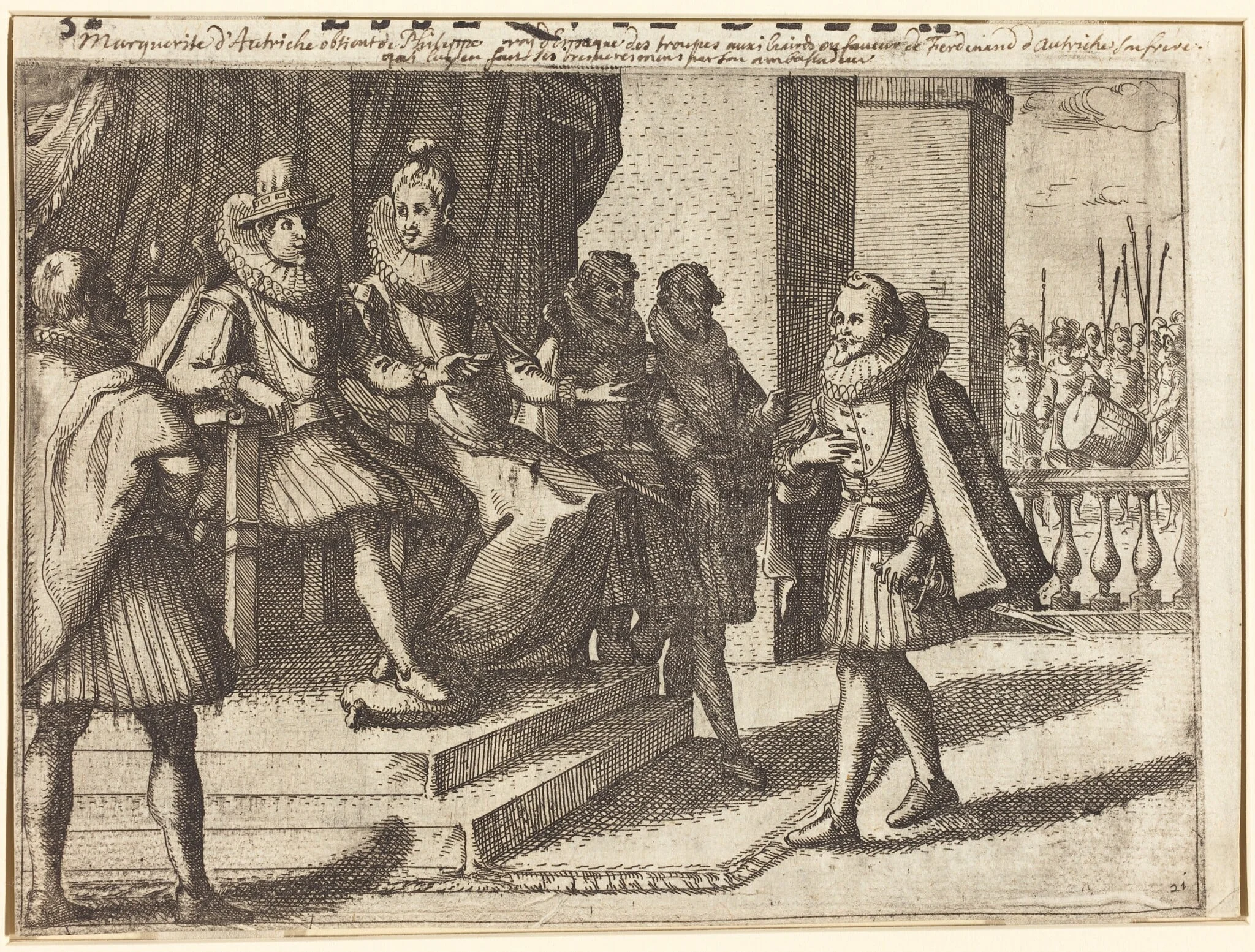 King and Queen in Consultation about the Turks [recto], by Jacques Callot, ink, 1612