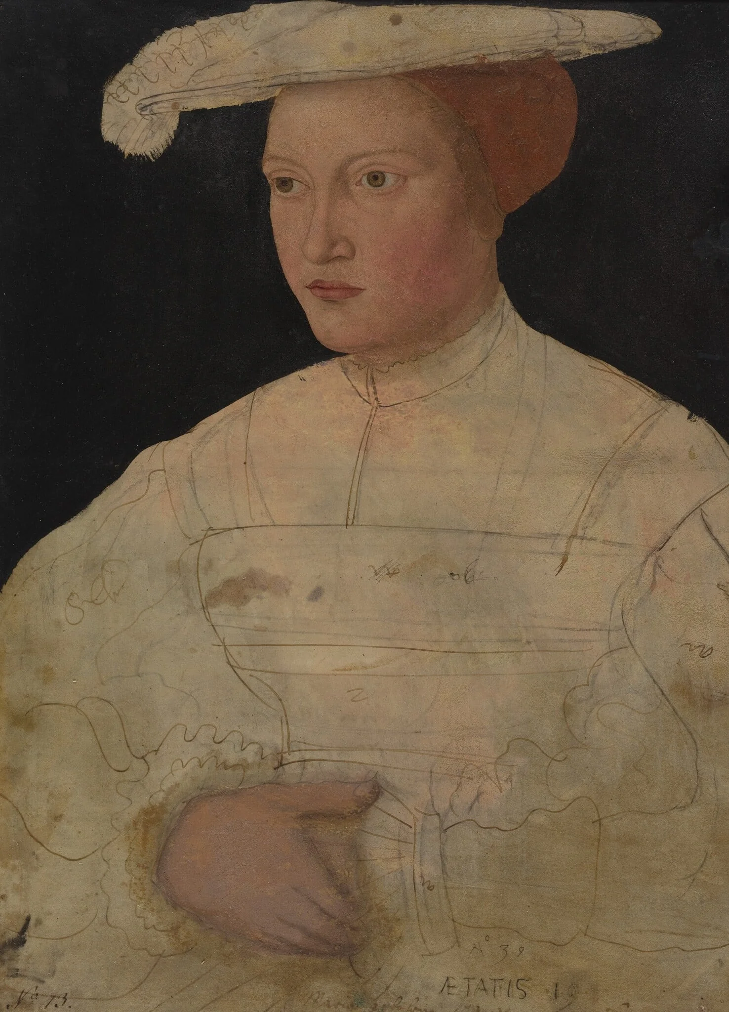 Maria Markgräfin zu Brandenburg, by Peter Gertner, chalk, 1539
