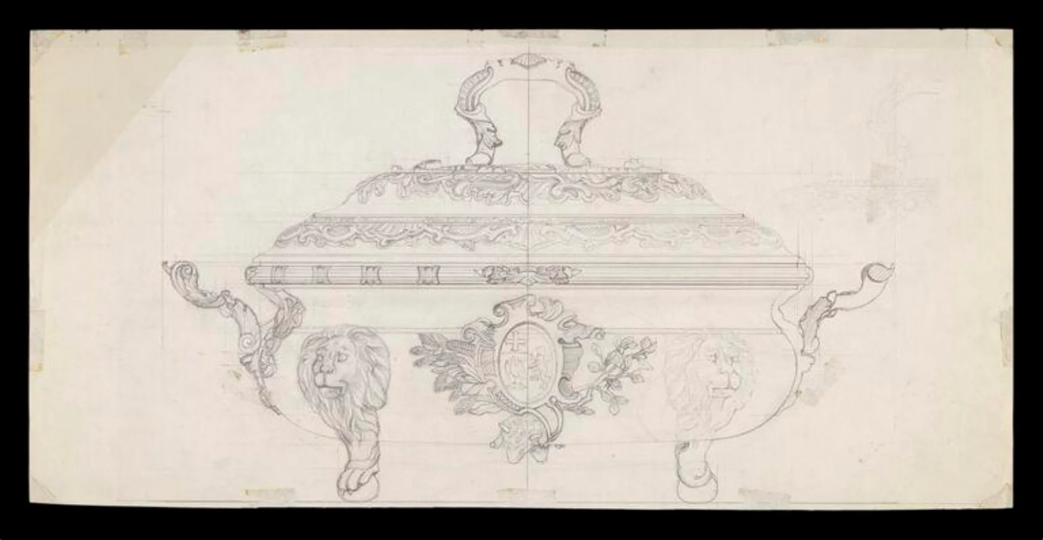 A drawing of a tureen after Paul de Lamarie
