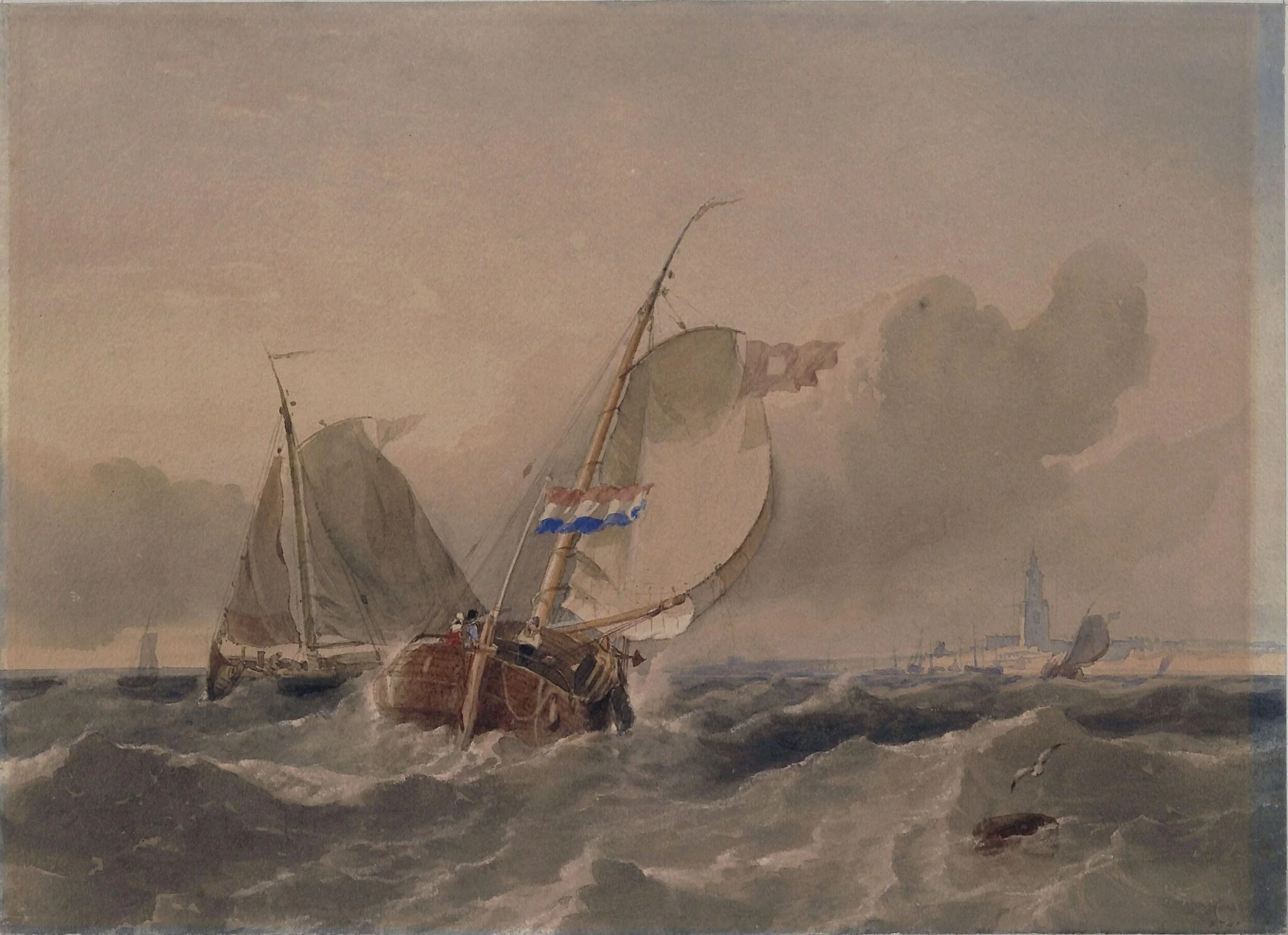Dutch Fishing Boats in a Breeze