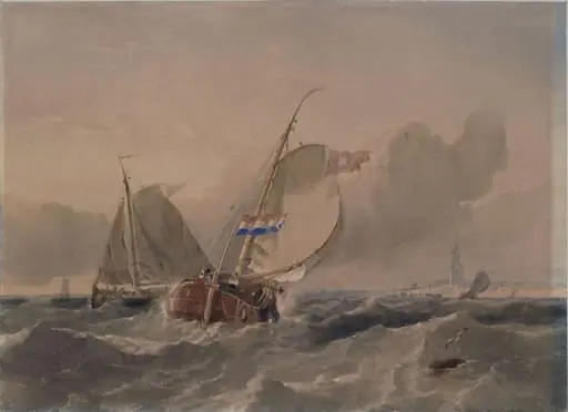 Dutch Fishing Boats in a Breeze
