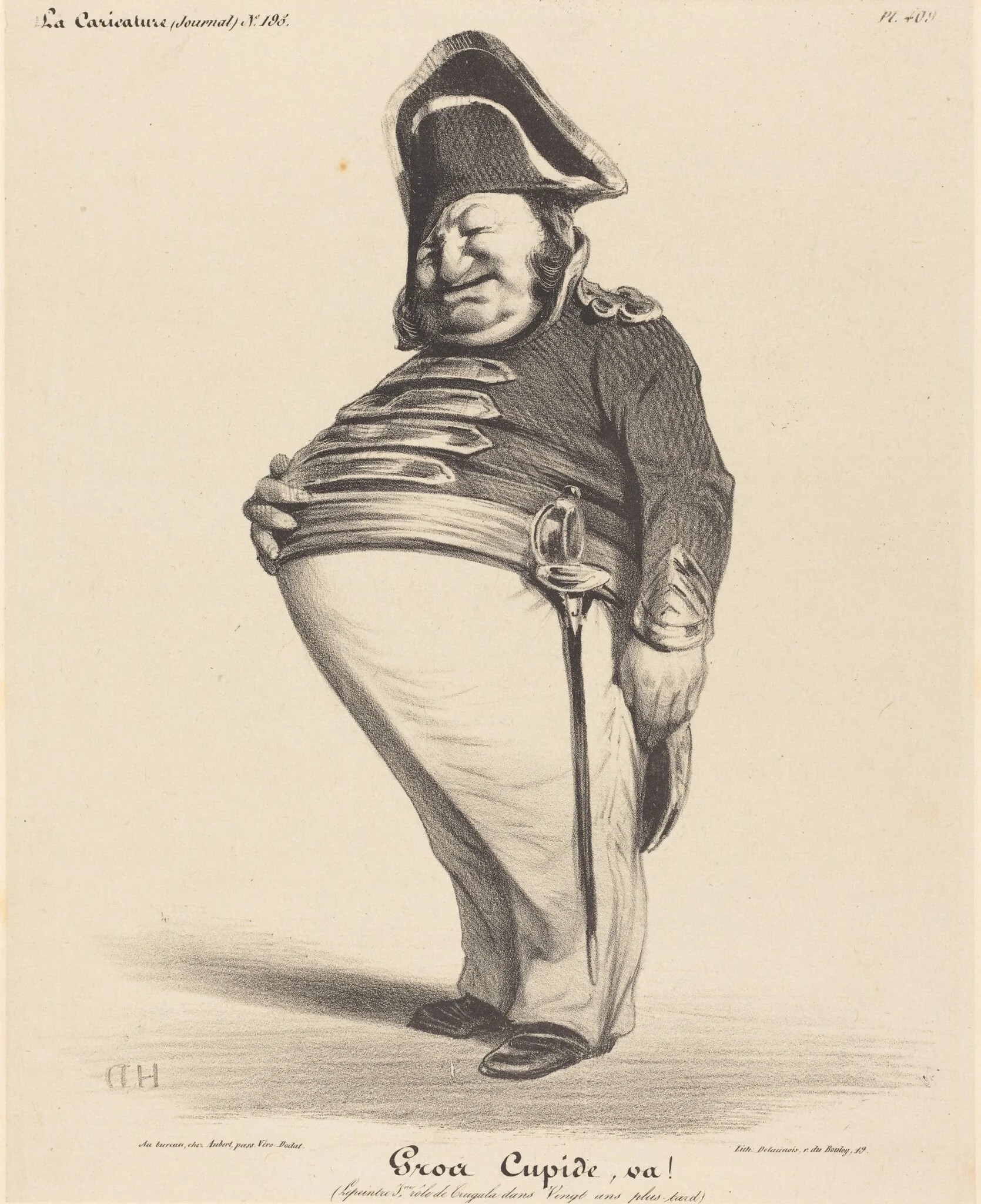 Gros Cupide, va!, by Honoré Daumier, ink, 1834