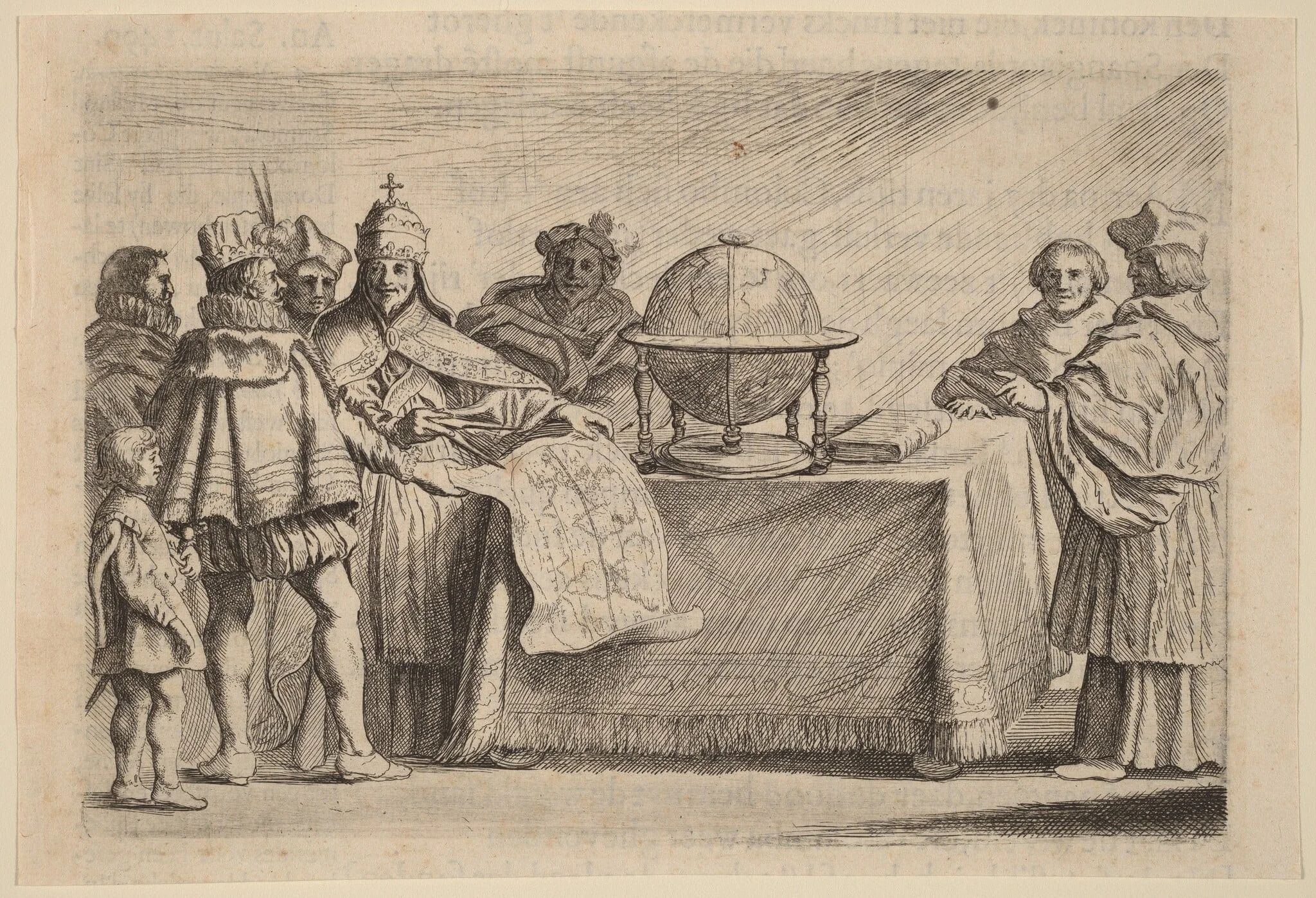 The Partitioning of the Globe between Spain and Portugal, by Willem Basse, ink, 1634