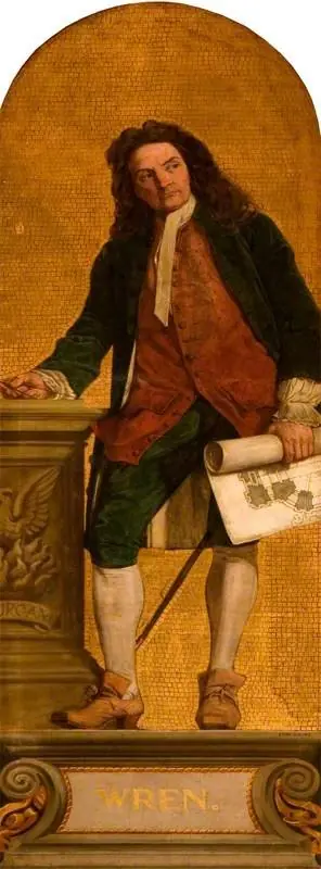 Sir Christopher Wren (1623–1723) (design for a mosaic in the Victoria and Albert Museum)