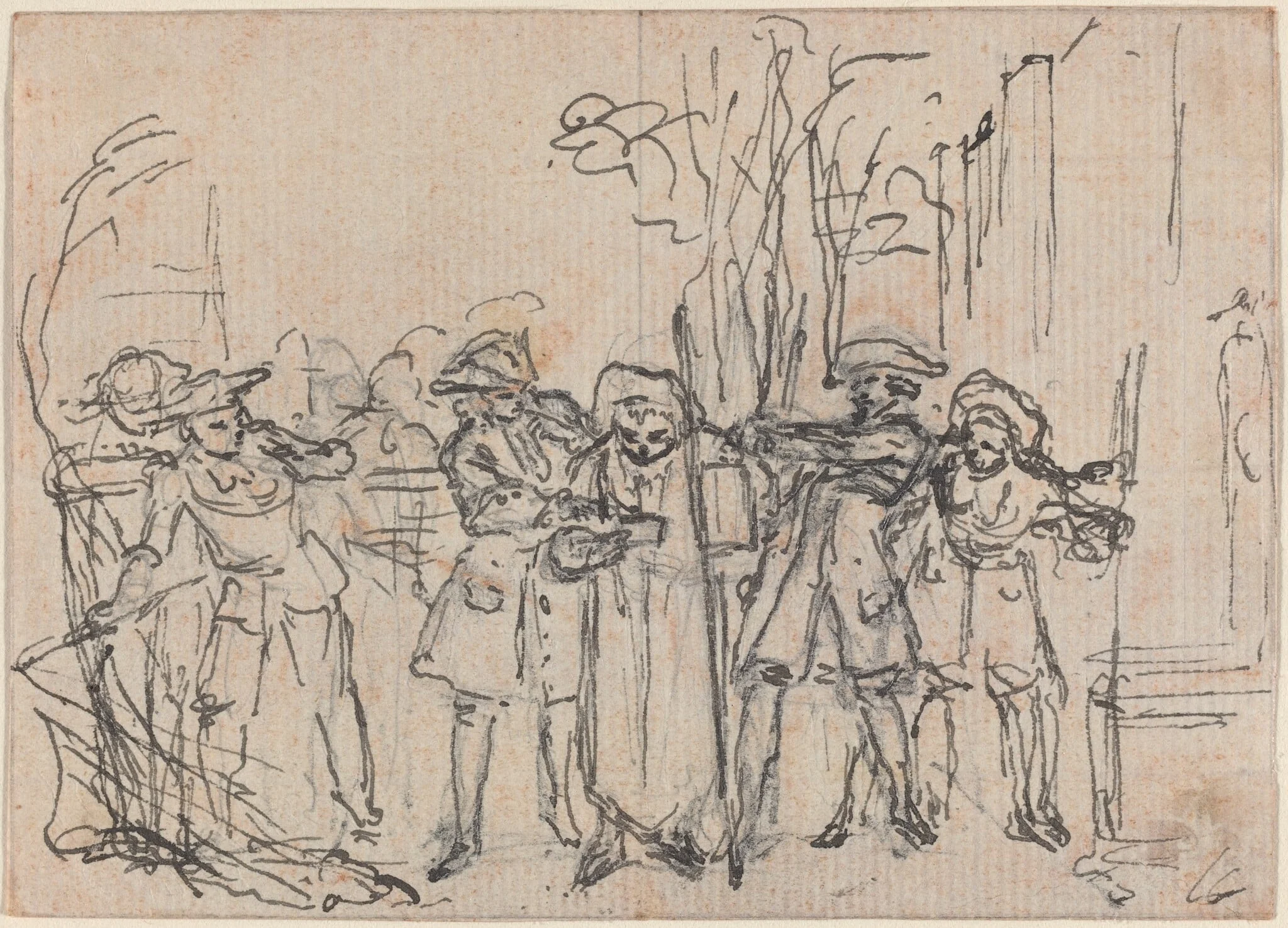 Hob Surprised by Sir Thomas with Mr. Friendly's Letter, by Hubert François Gravelot, ink, 1736