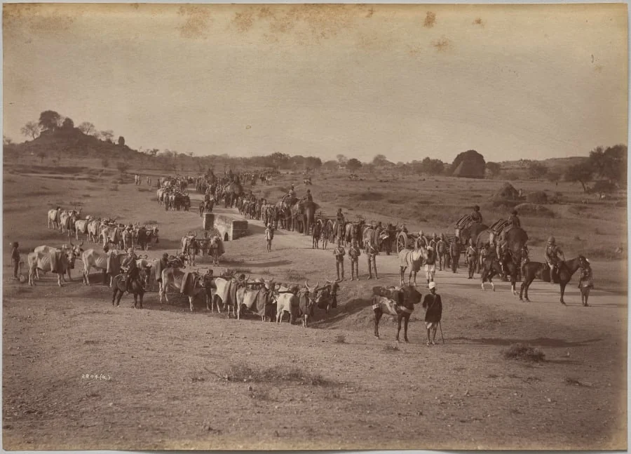 Elephant Battery on March at Jhansi, by Raja Deen Dayal, 1884