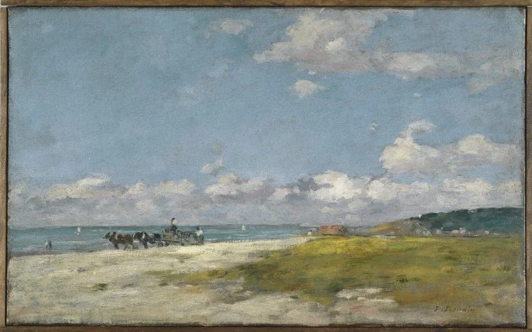 The Beach at Trouville", by Eugène Boudin, oil, 1896