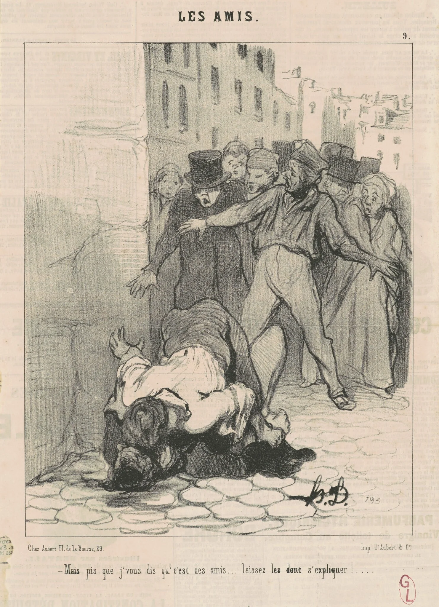 Mais pis que j'vous dis qu'c'est des amis ..., by Honoré Daumier, ink, 1845