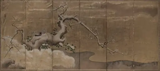 Winter Scene with Plum Trees and Pheasants (Birds Right)