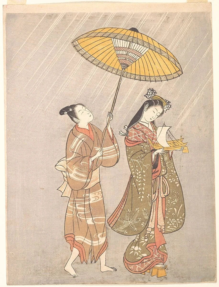 Amagoi Komachi|Komachi Praying for Rain, by Torii Kiyomitsu, ink, 1765