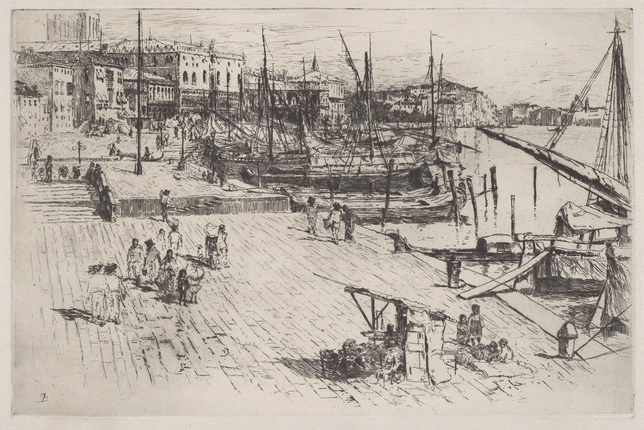Riva Delgi Schiavoni, No. 1, by Frank Duveneck, ink, 1880