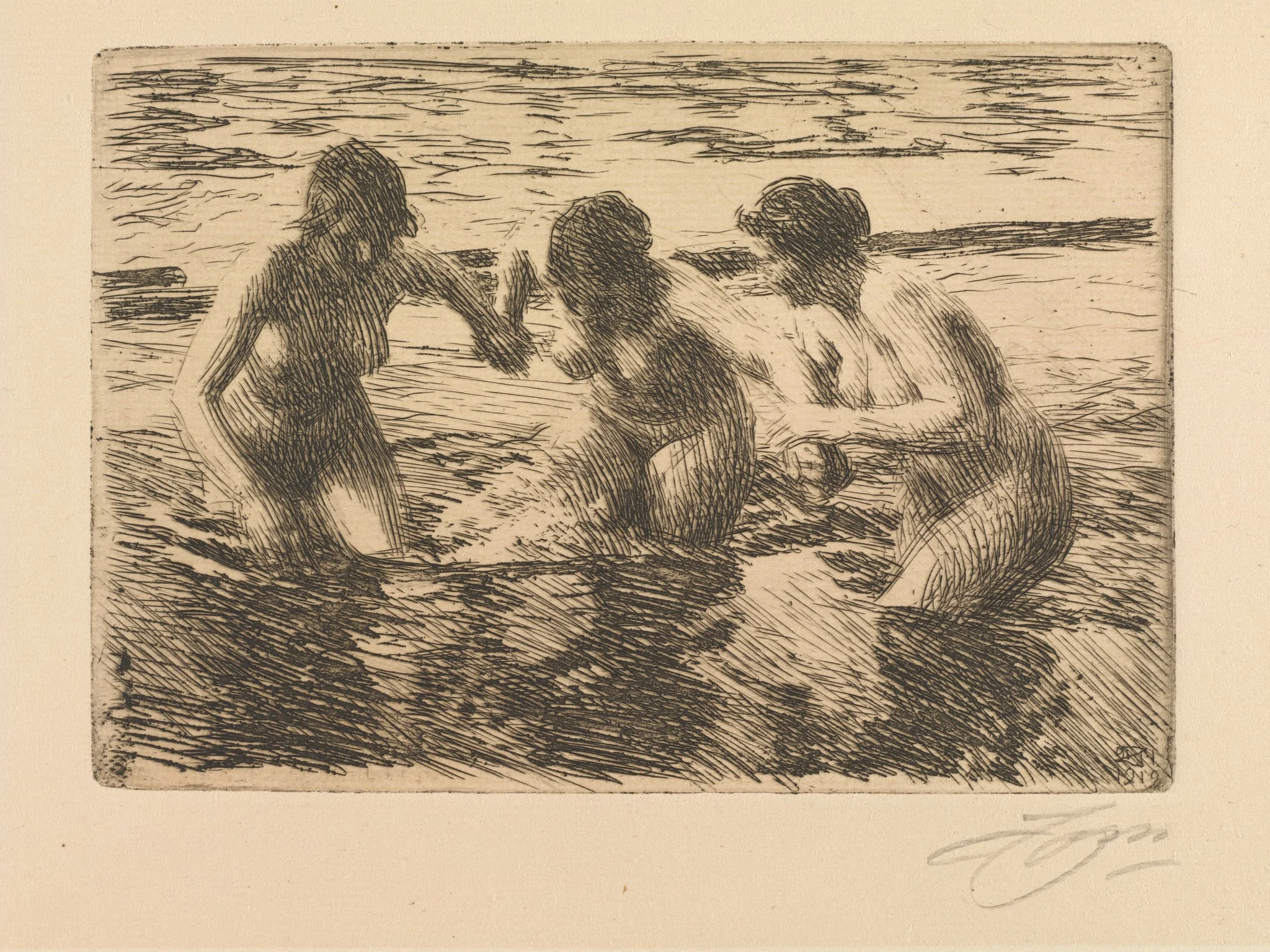 Against the Current, by Anders Zorn, 1919