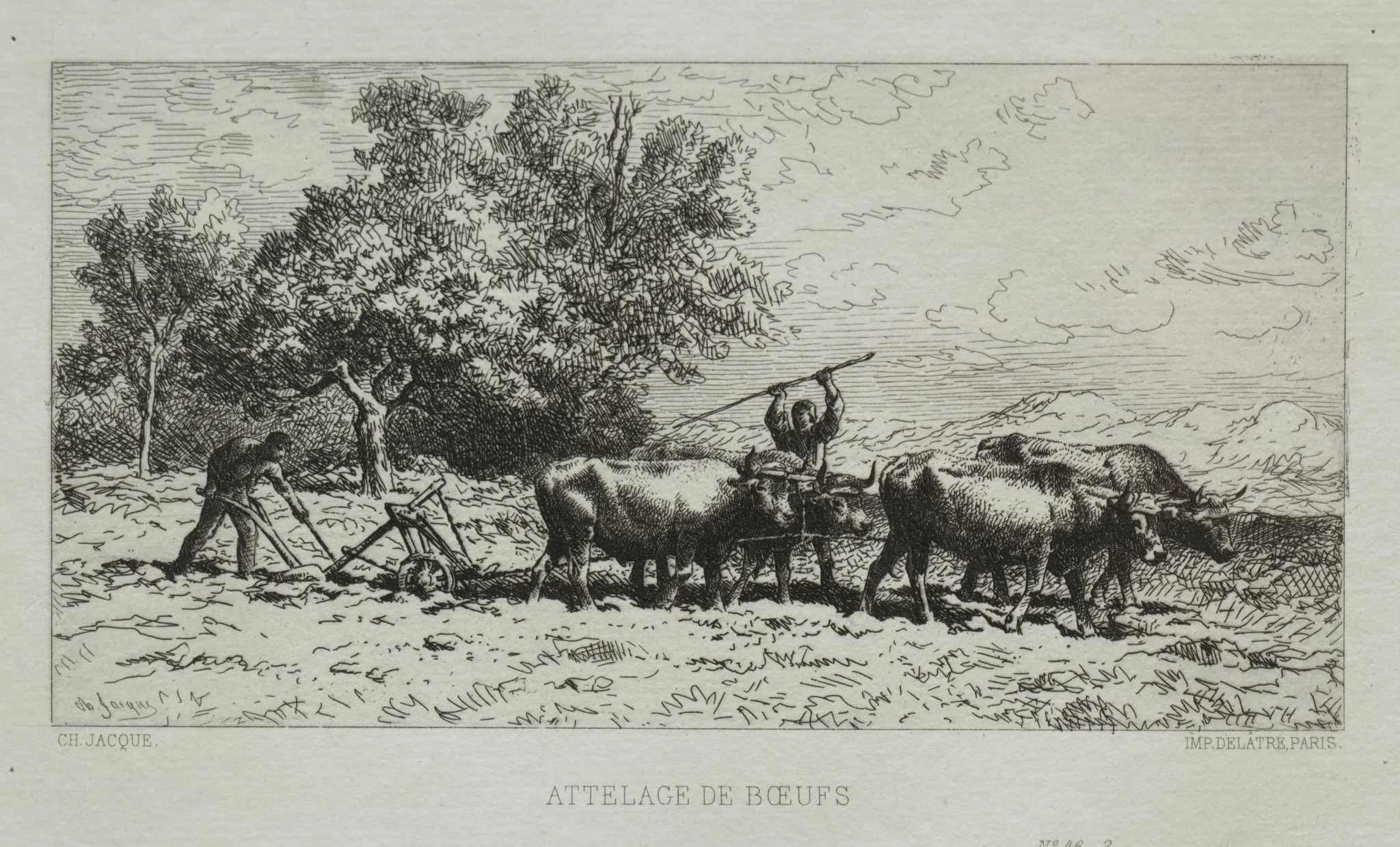 Team of Oxen, by Charles Jacque, 1868