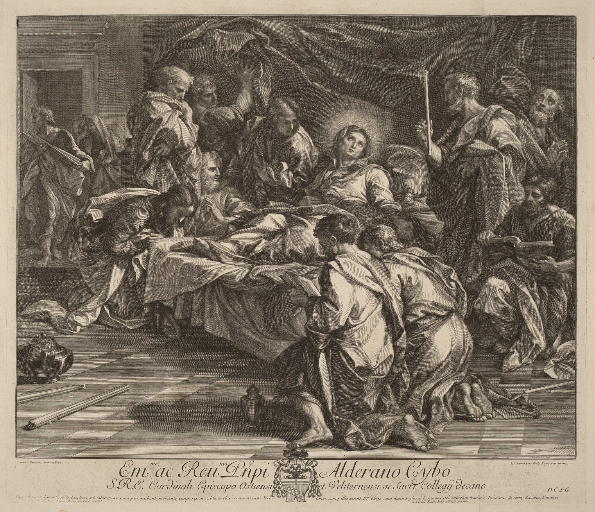Death of the Virgin, by Robert van Audenaerd, ink, 1703
