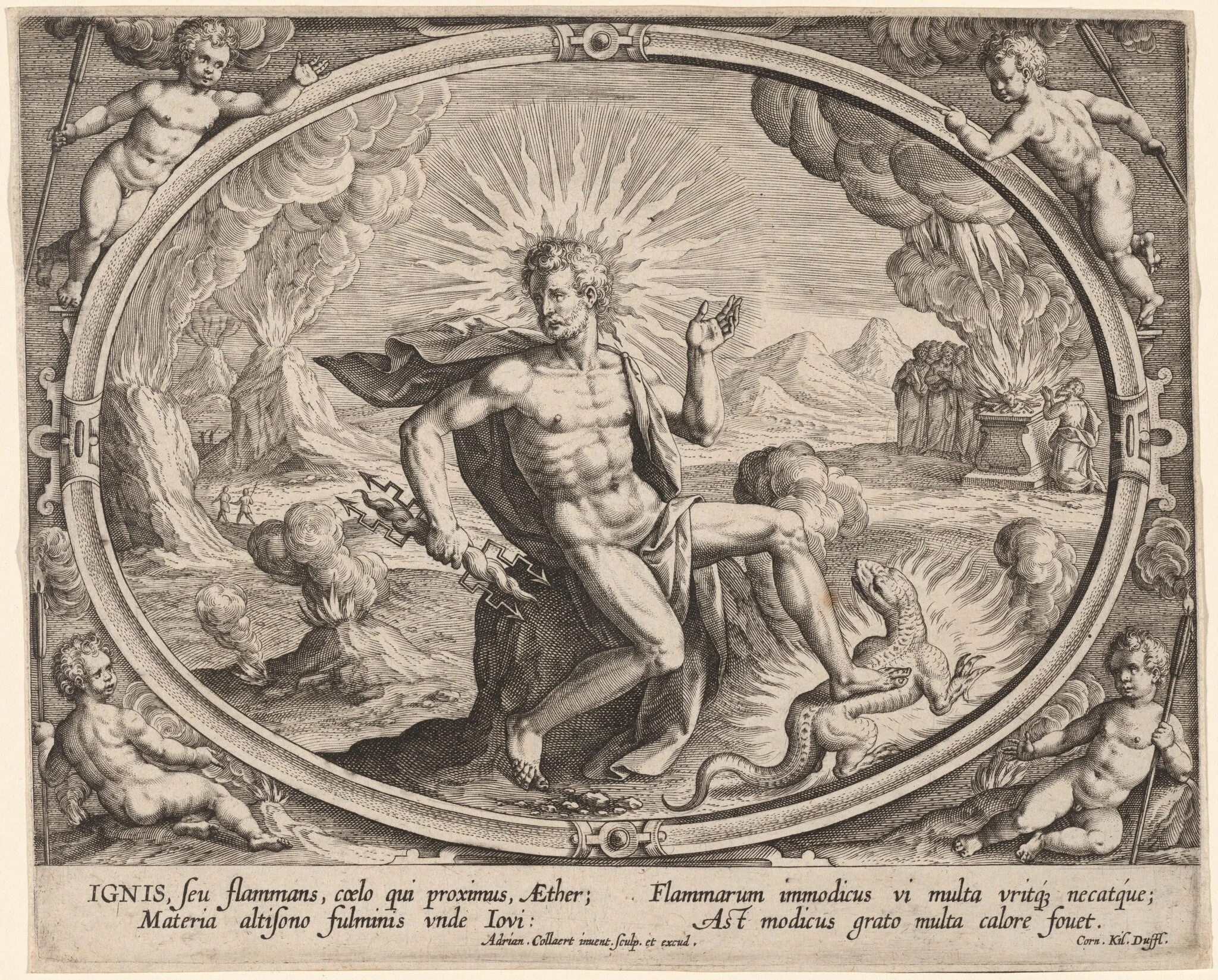 Ignis (Fire), by Adriaen Collaert, ink, 1587