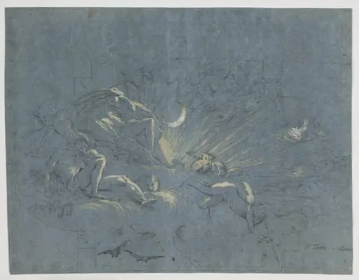Selene and Endymion, design for a ceiling painting