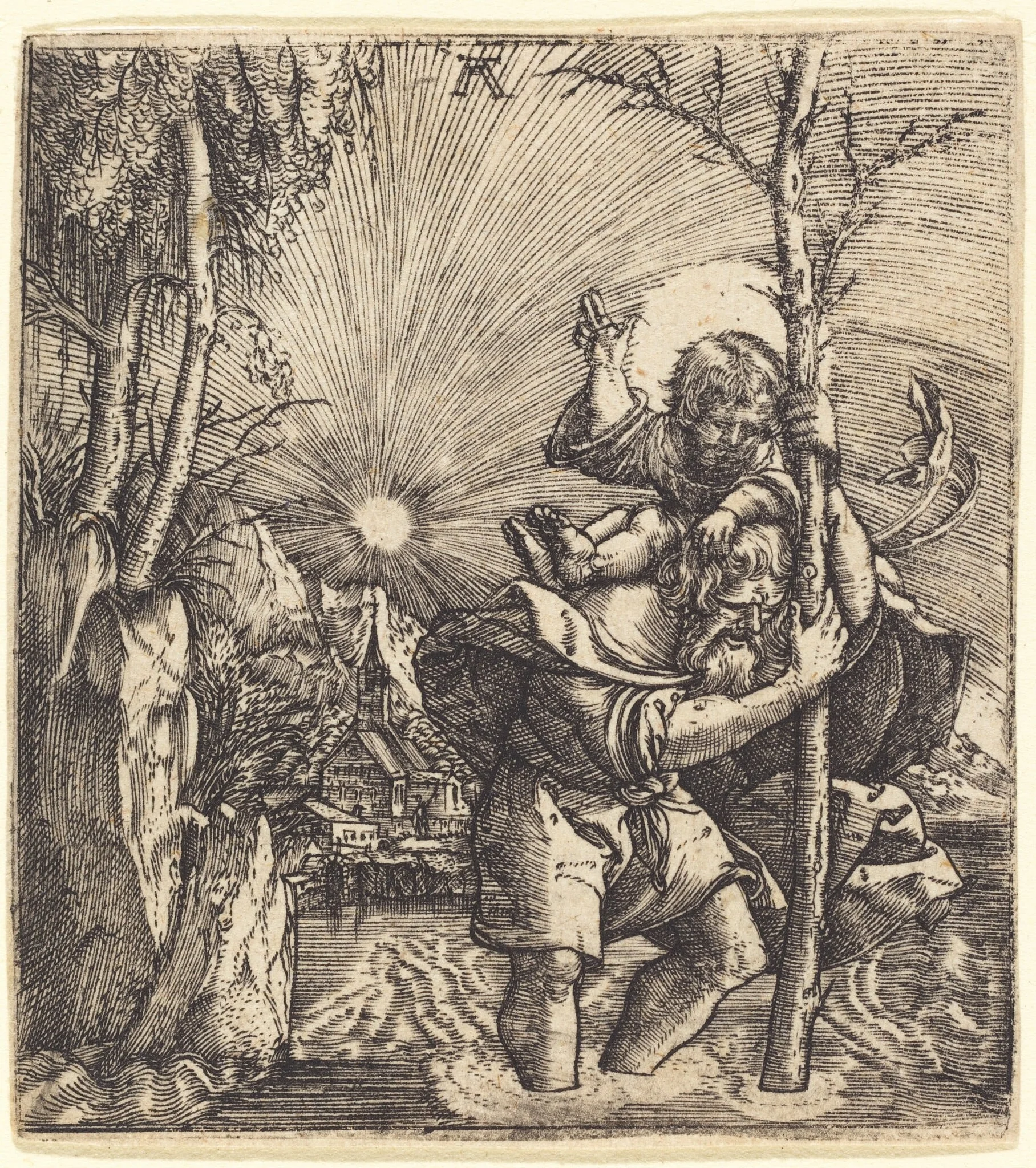 Saint Christopher, by Albrecht Altdorfer, ink, 1518