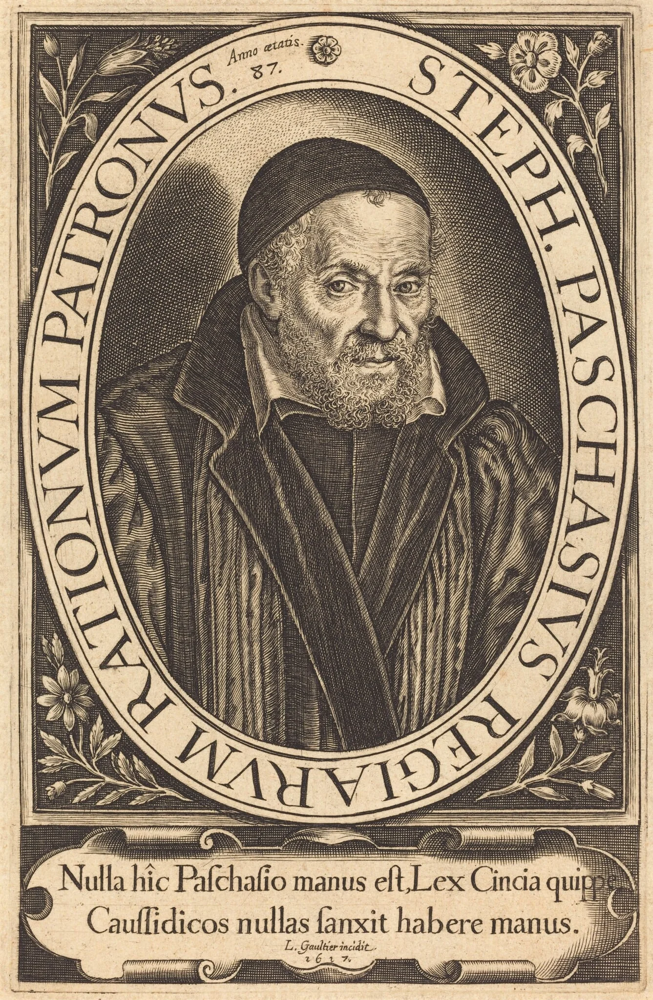 Étienne Pasquier, by Léonard Gaultier, ink, 1617