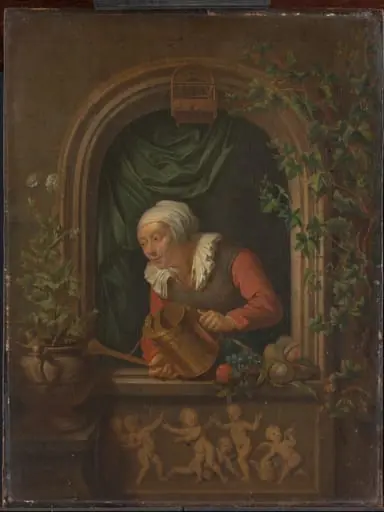 Woman Watering a Plant