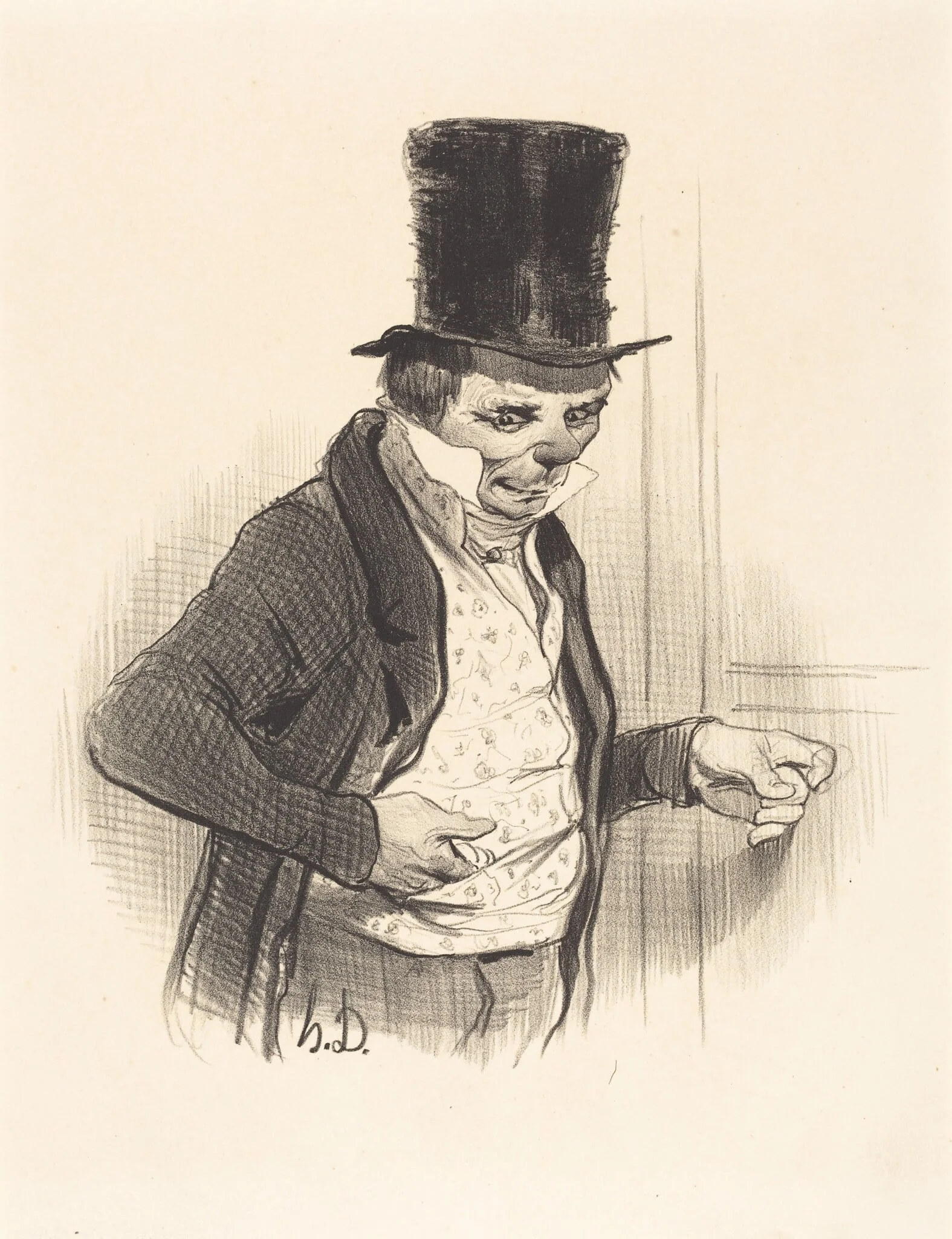 Le Portier en tournées de visites..., by Honoré Daumier, ink, 1841
