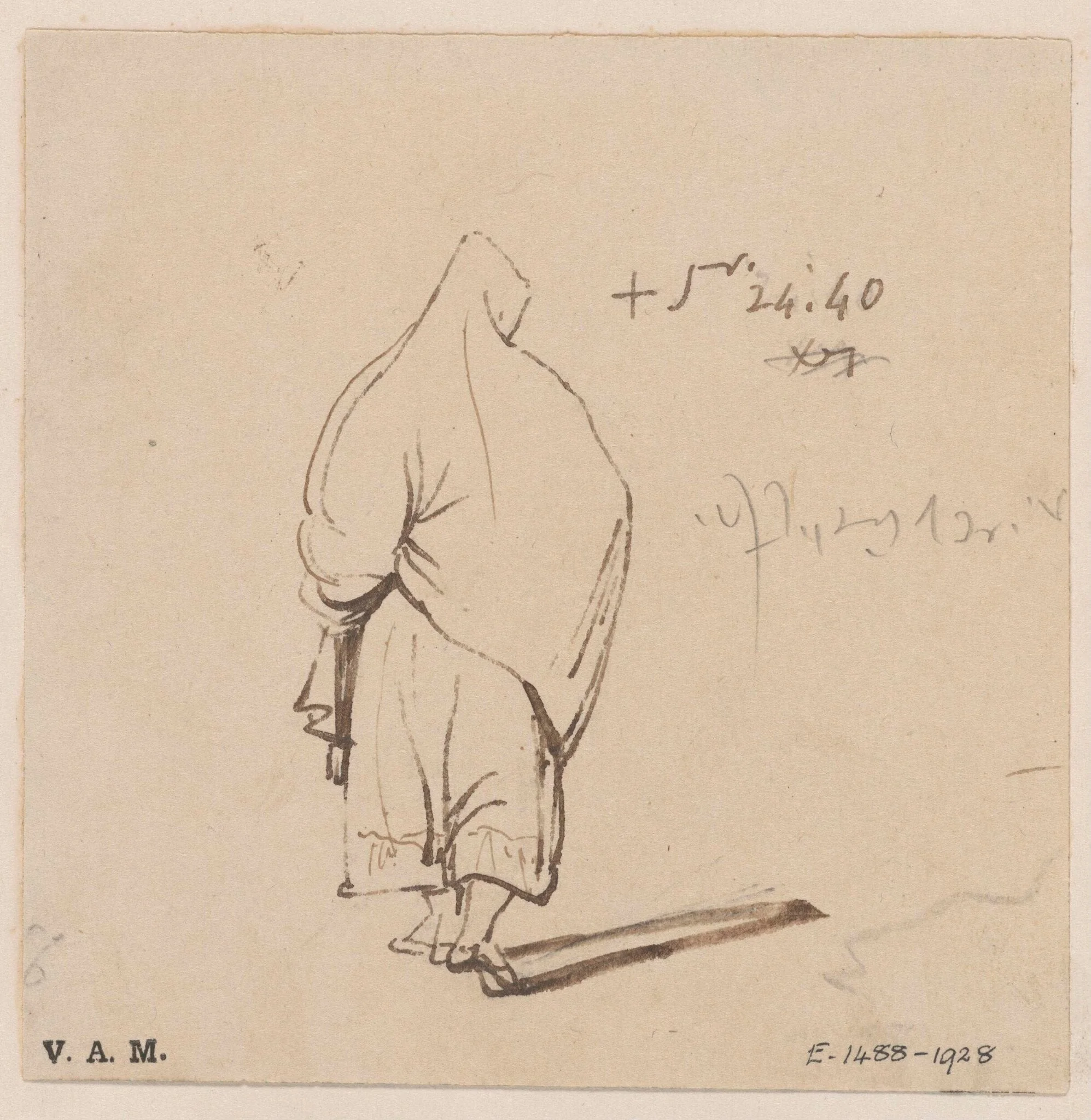 A Macanese woman seen from behind, by George Chinnery, 12