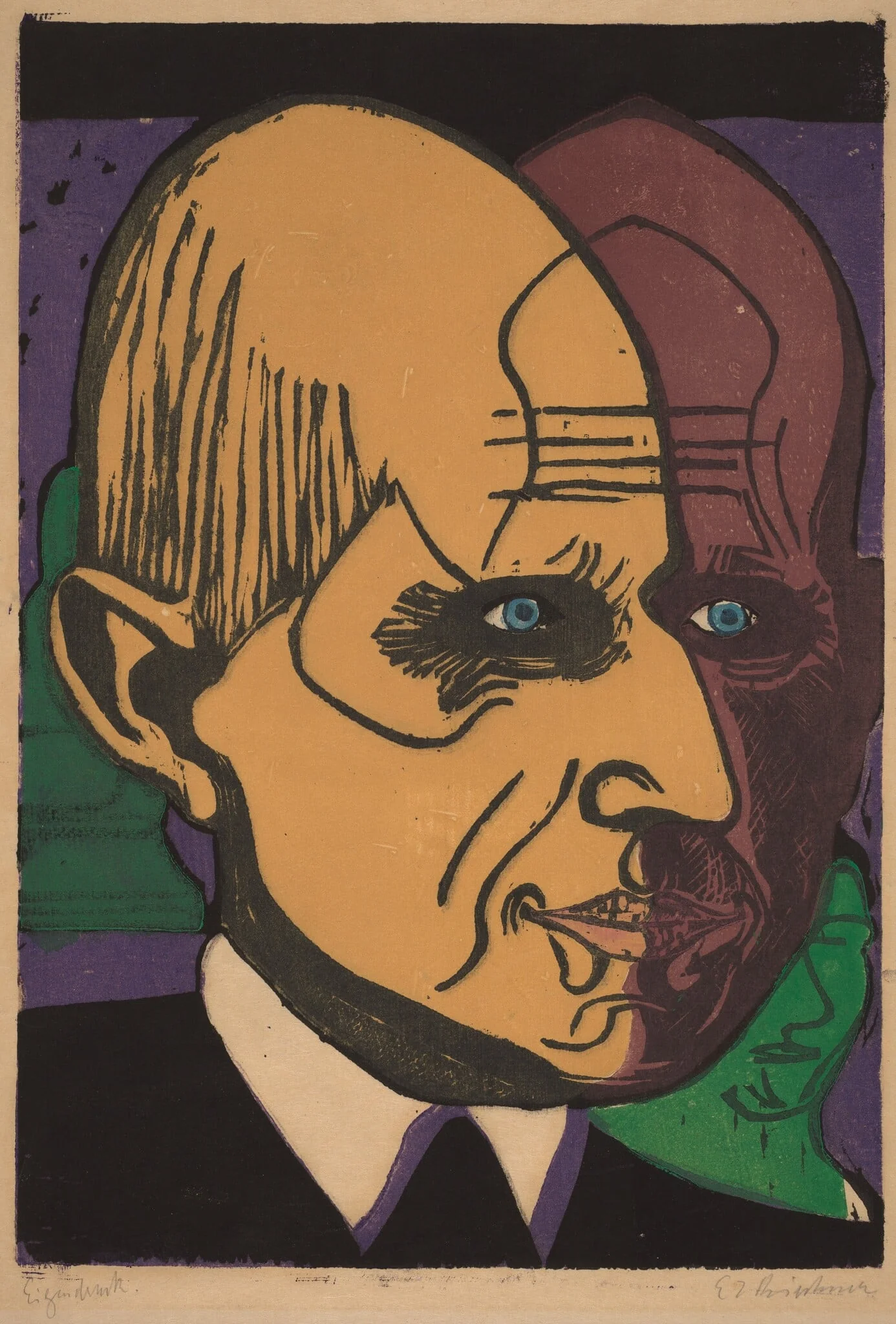 Head of Dr. Bauer, by Ernst Ludwig Kirchner, ink, 1933