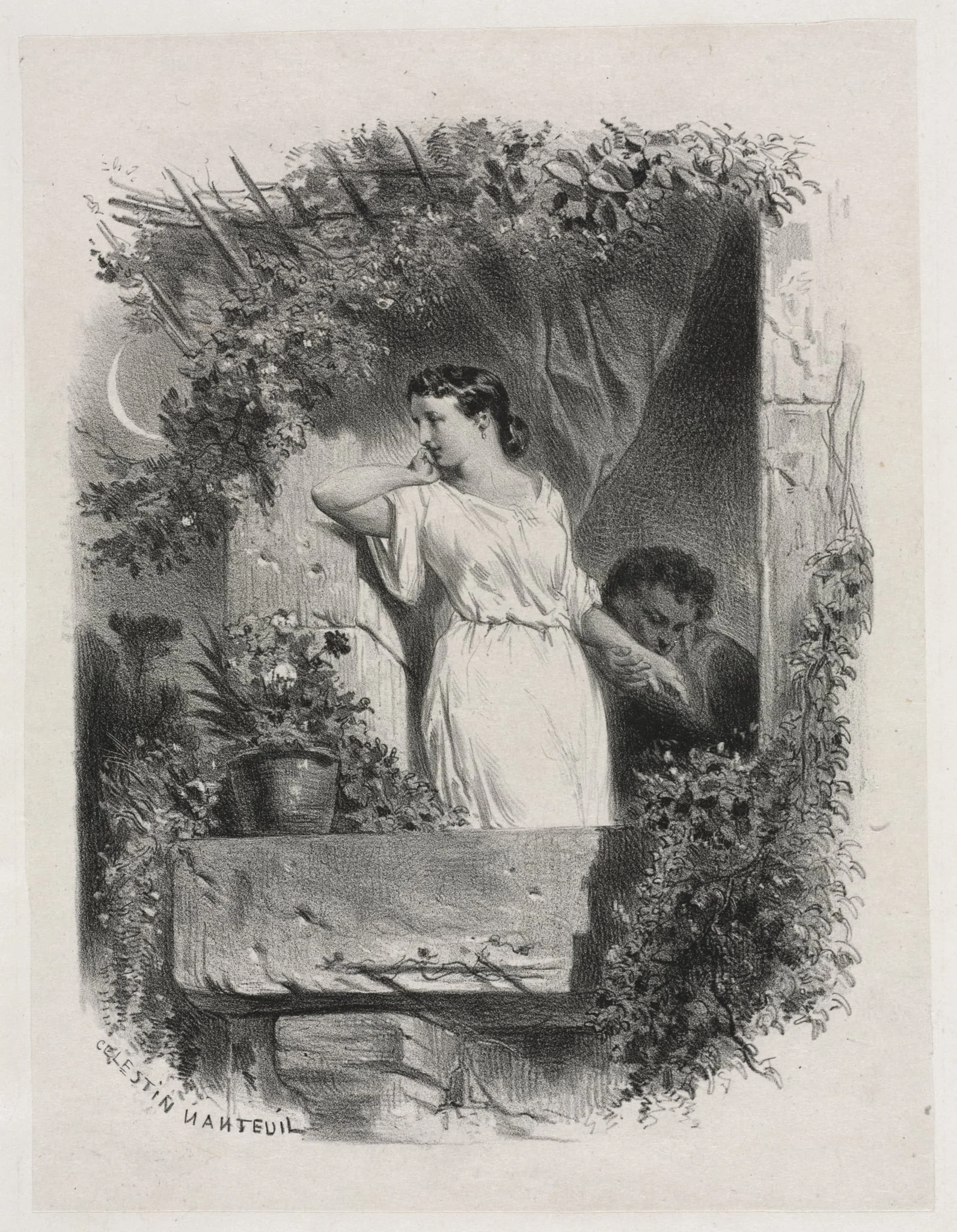 On the Balcony, by Célestin Nanteuil, 1842