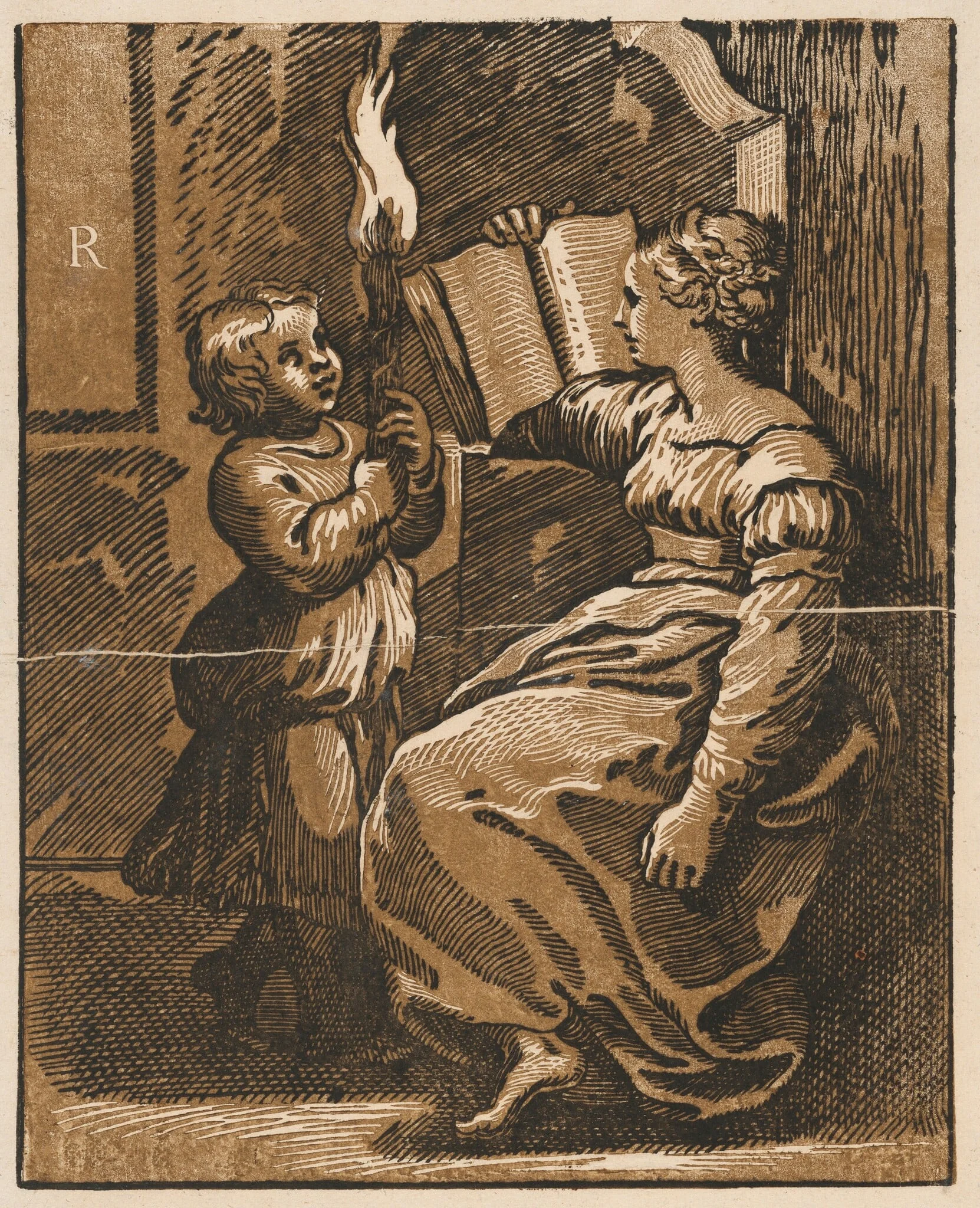 Sibyl Reading, by Italian 16th Century, ink, 1550