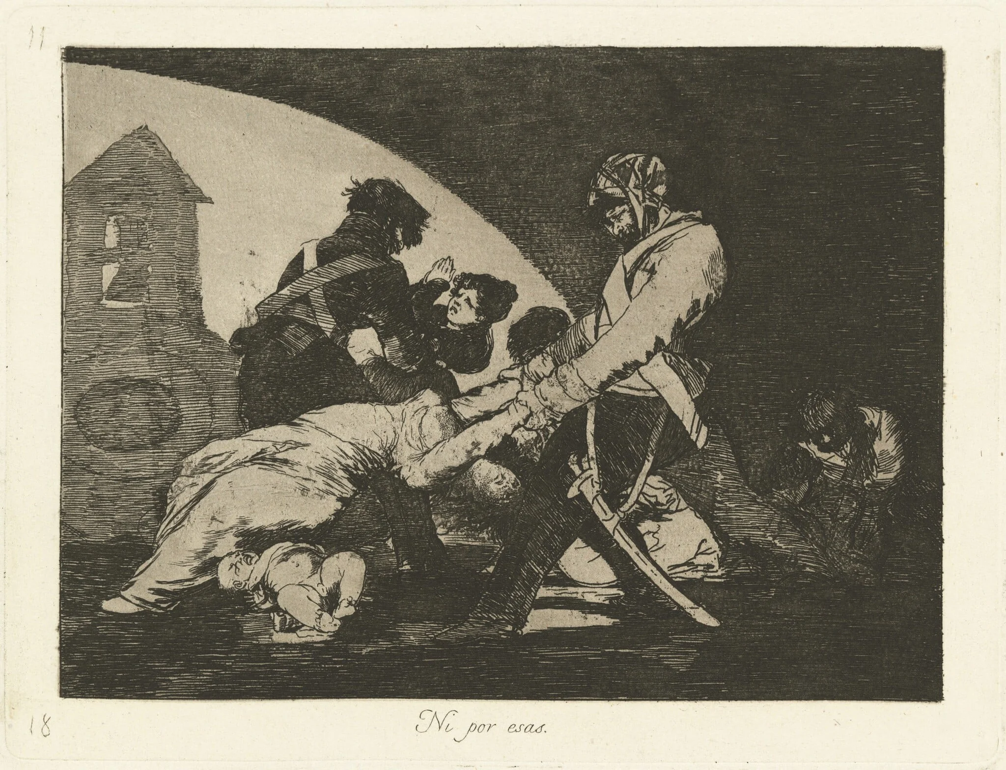 Ni por esas (Neither Do These), by Francisco Goya, ink, 1863