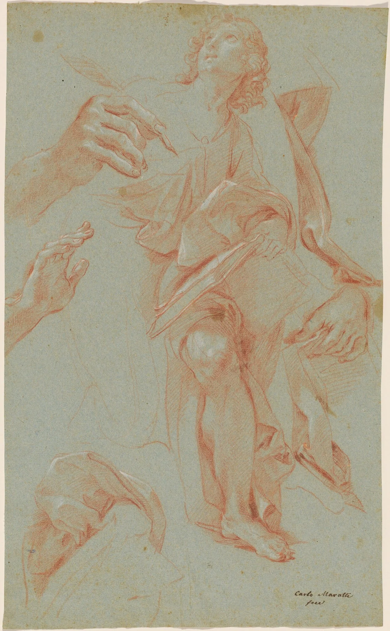 Studies of Saint James the Greater, by Carlo Maratta, chalk, 1686