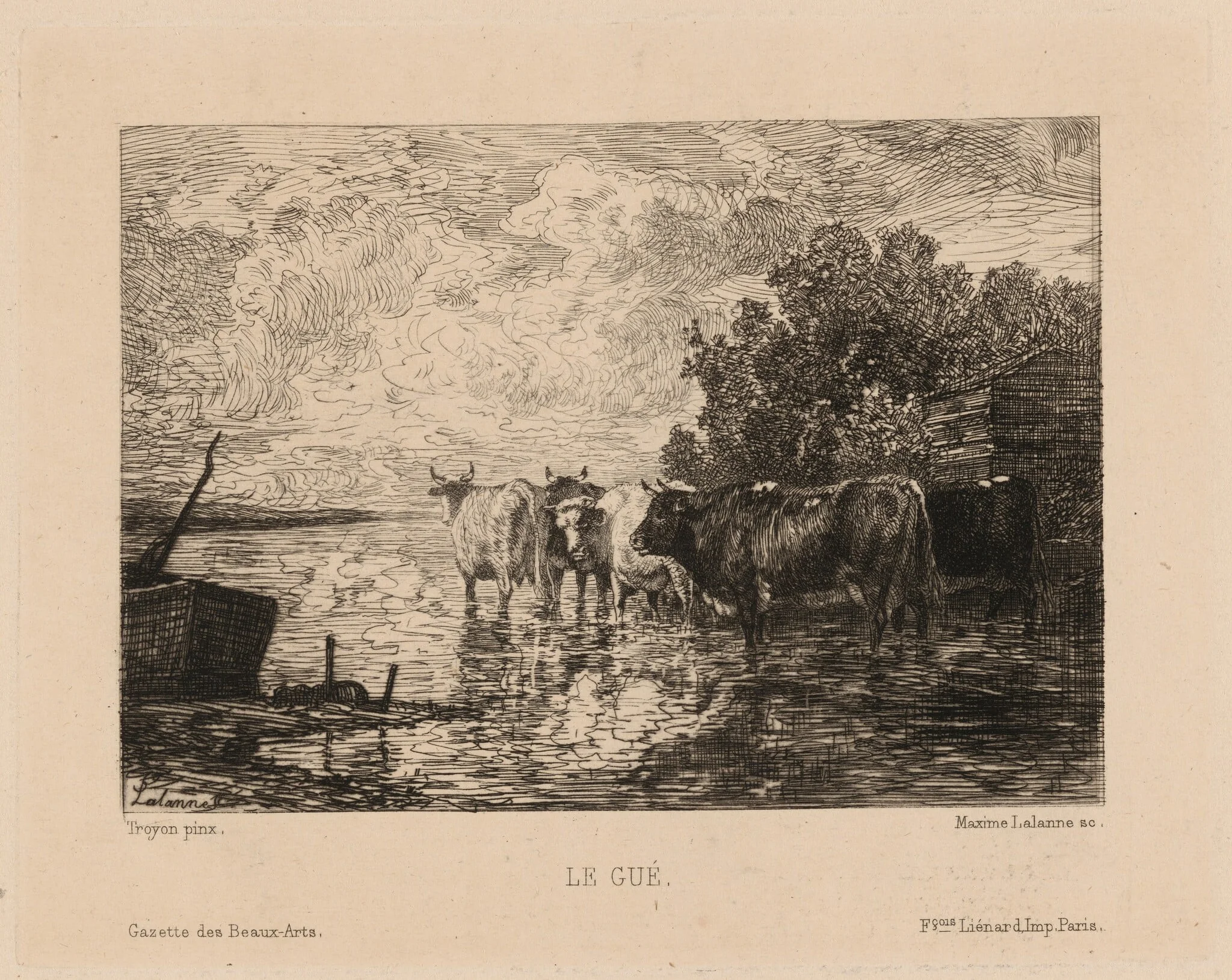 Le Gué (The Ford), by Maxime Lalanne, ink, 1873