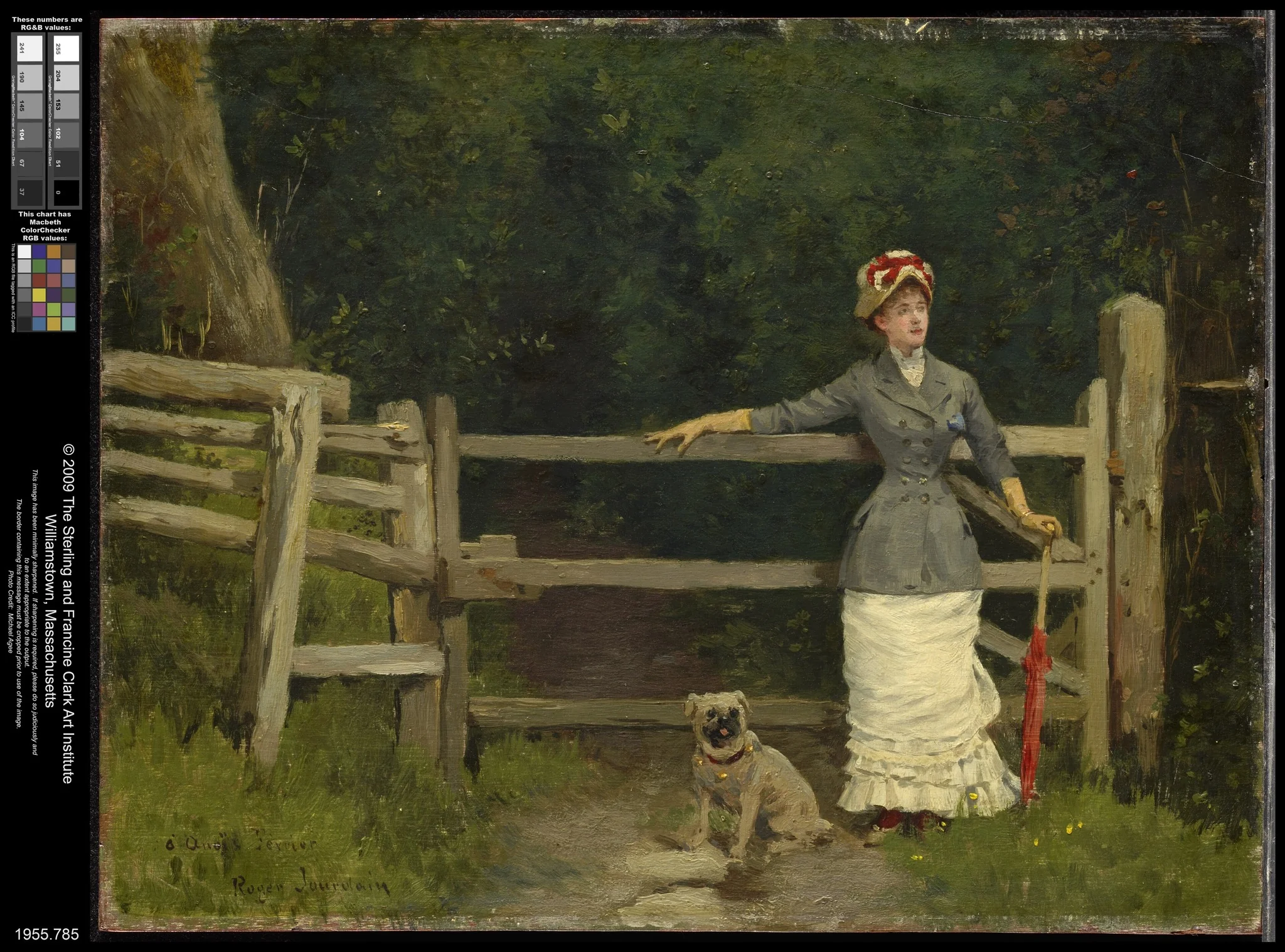 Woman and Dog at the Gate, by Roger Jourdain, oil, 1889