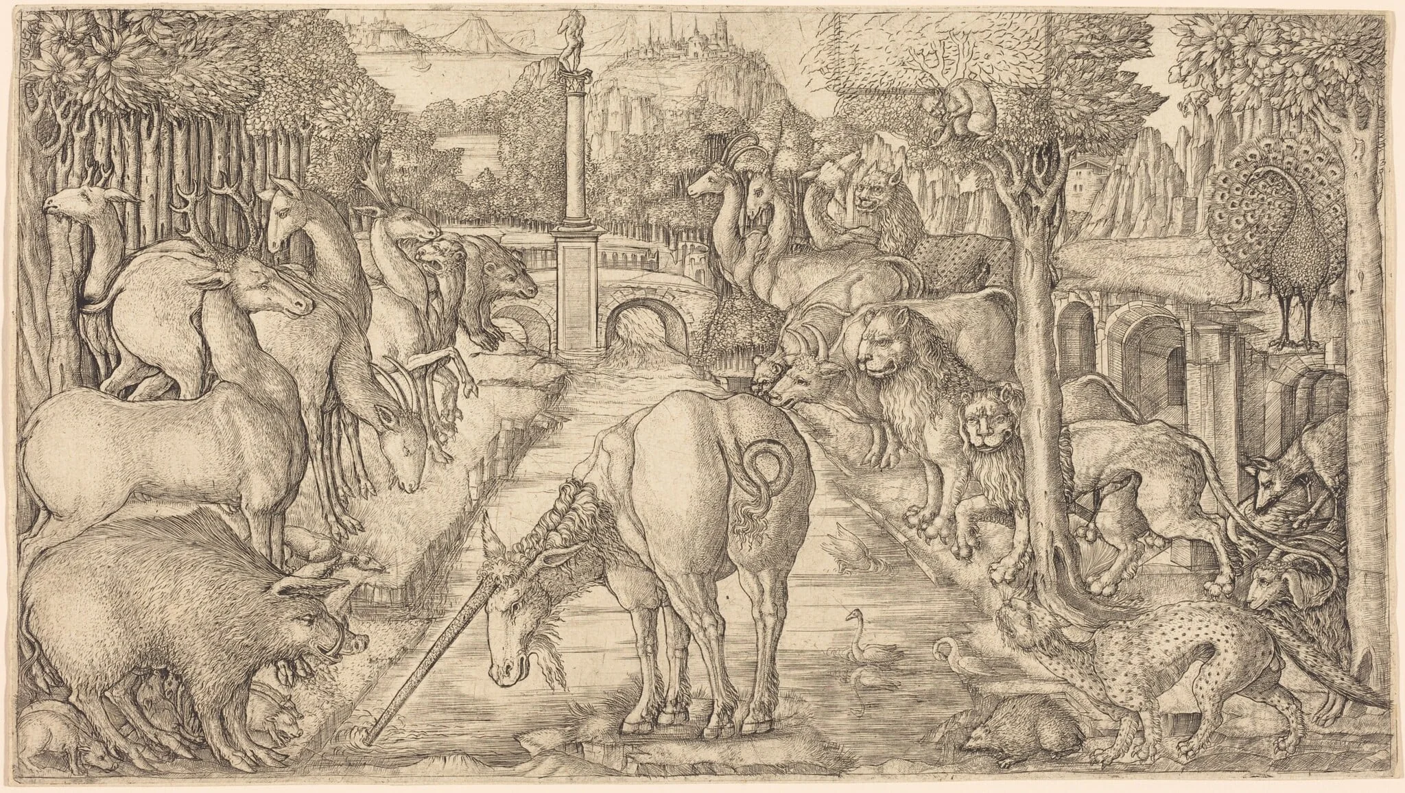 The Unicorn Purifies the Water with Its Horn, by Jean Duvet, ink, 1558
