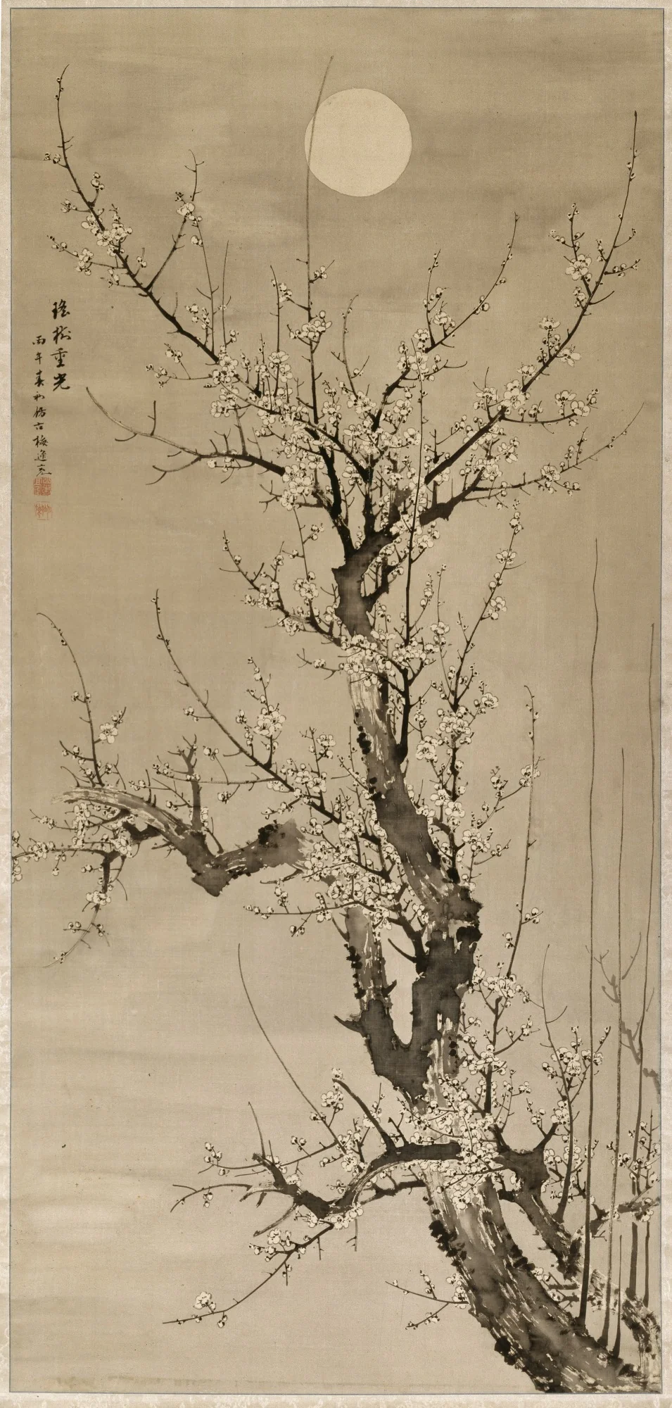 Prunus in the Moonlight, by Yamamoto Baiitsu, unspecified, 1846