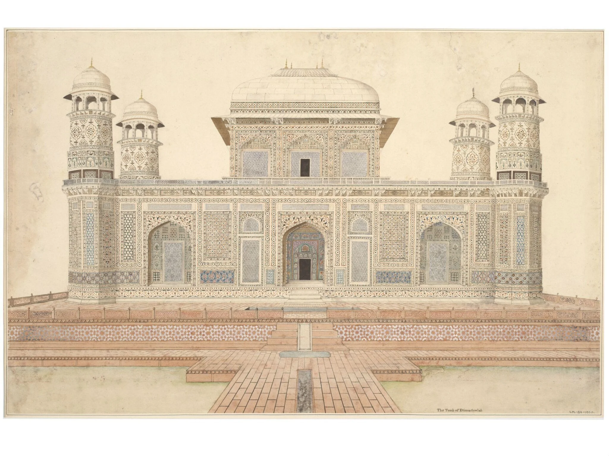 The facade of the tomb of I'timad ad-daula and his wife Asmat Begum, Agra., by Unknown, 1819
