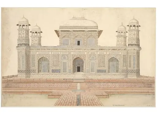 The facade of the tomb of I'timad ad-daula and his wife Asmat Begum, Agra.