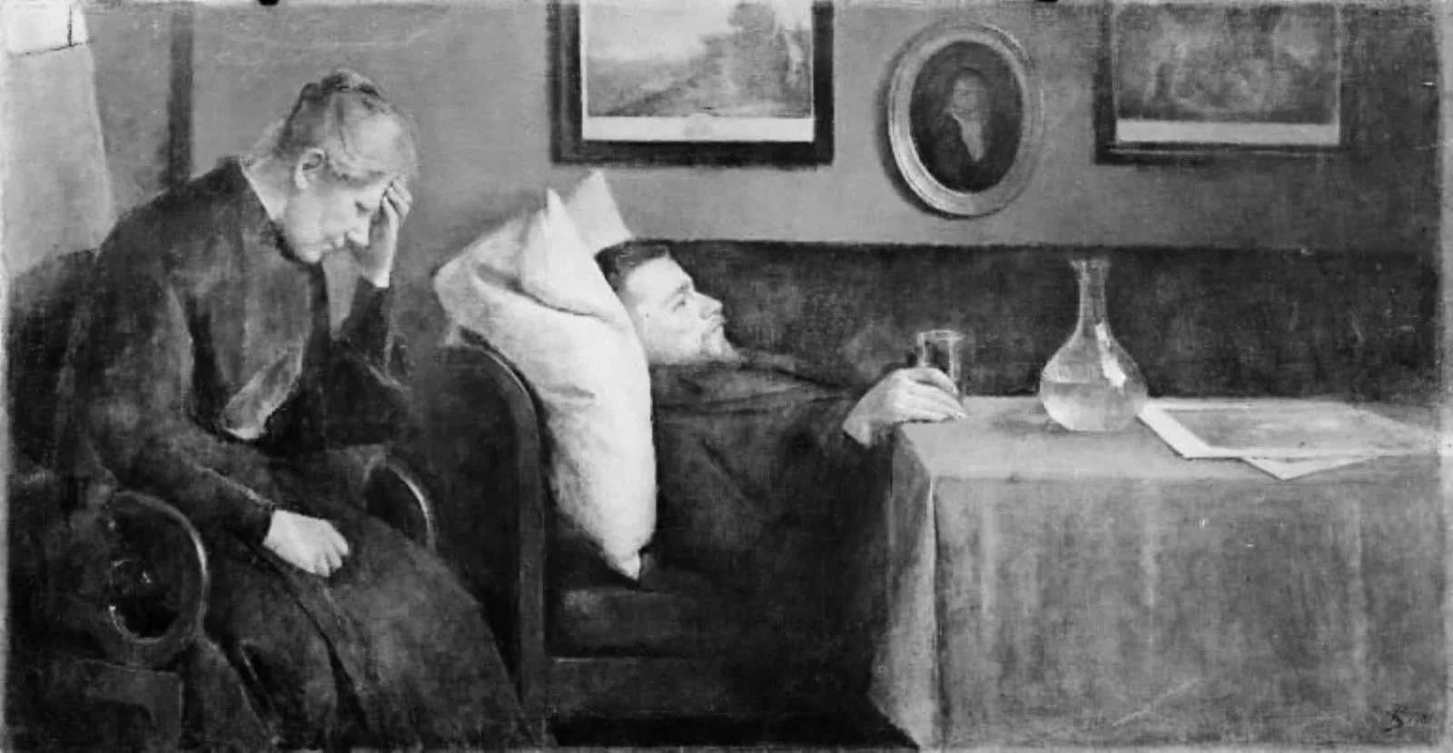Alvor. Kunstnerens broder ligger syg, by Unknown, 1908